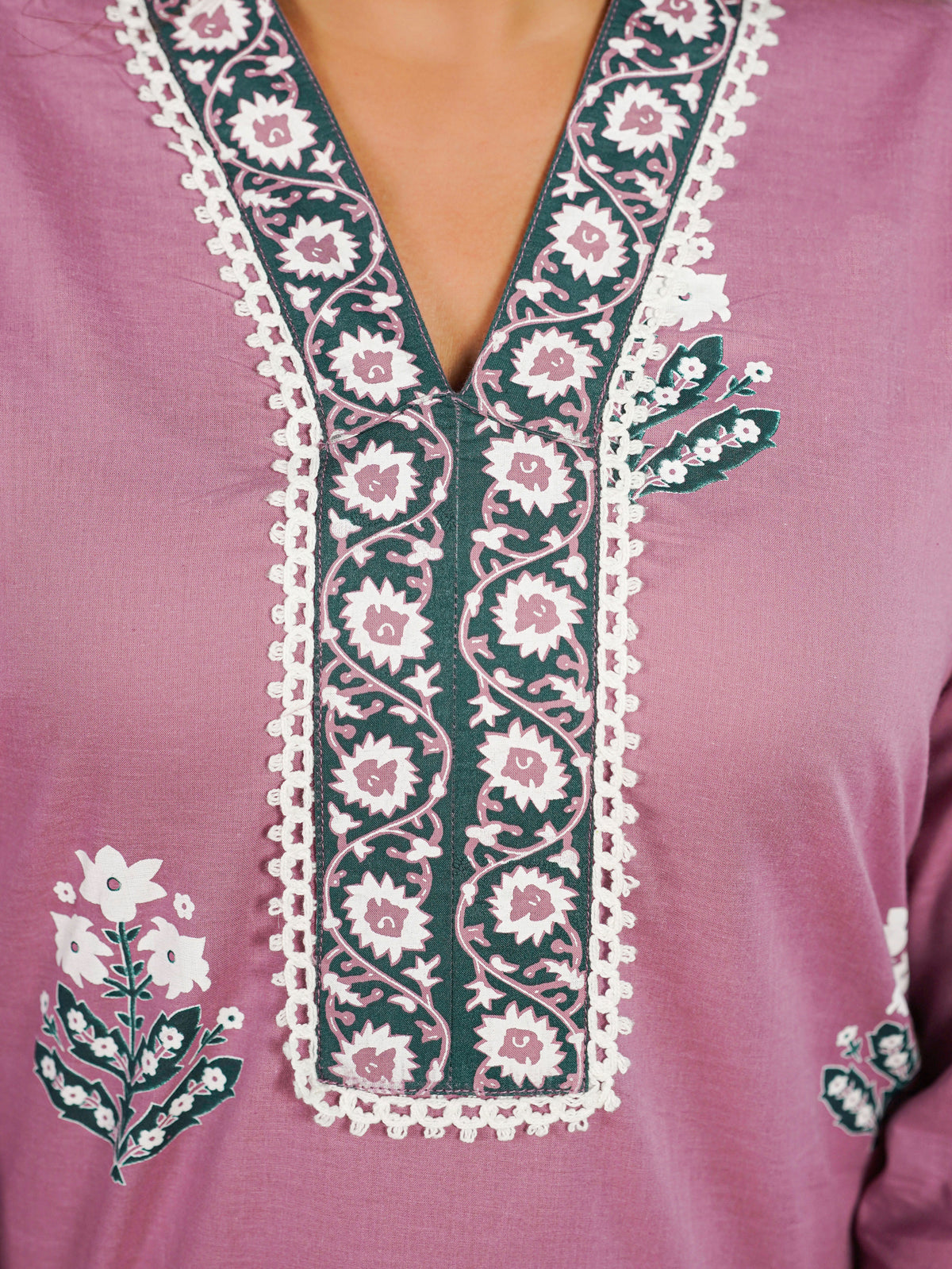 Soft Cotton Butta Straight Dusty Pink Kurta