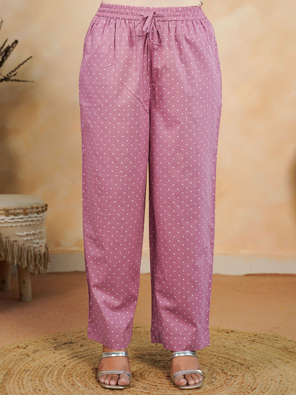Soft Cotton Butta Straight Dusty Pink Kurta
