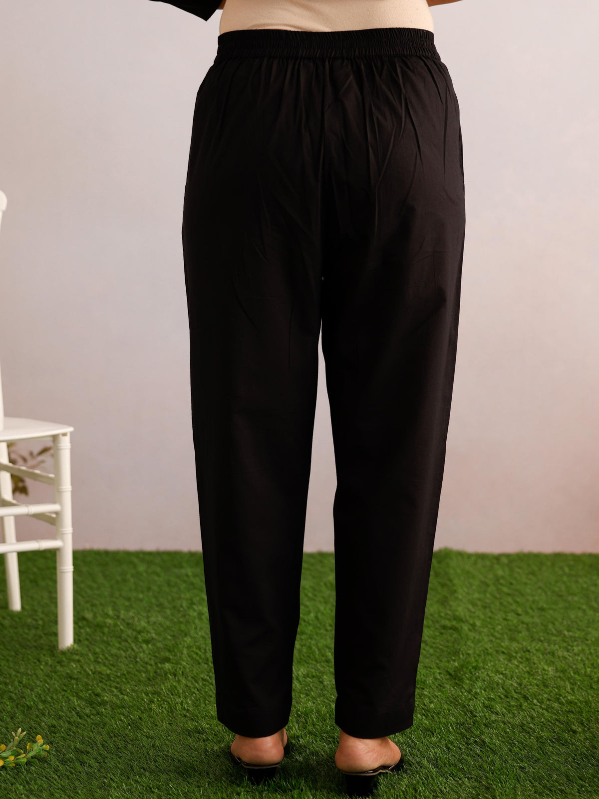 Soft Cotton Placement Print A-Line Black Kurta