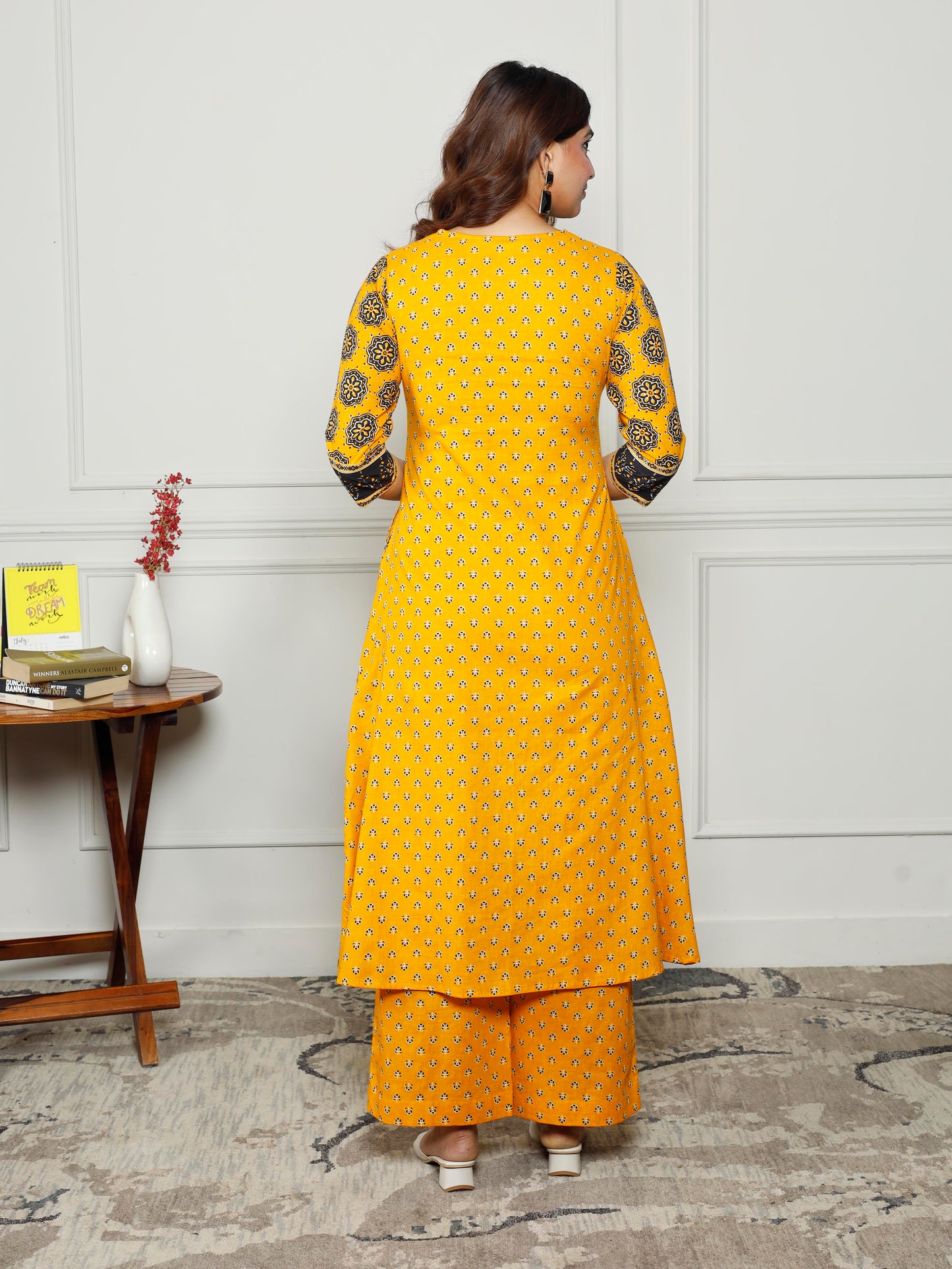 Soft cotton Floral Anarkali Yellow Kurta