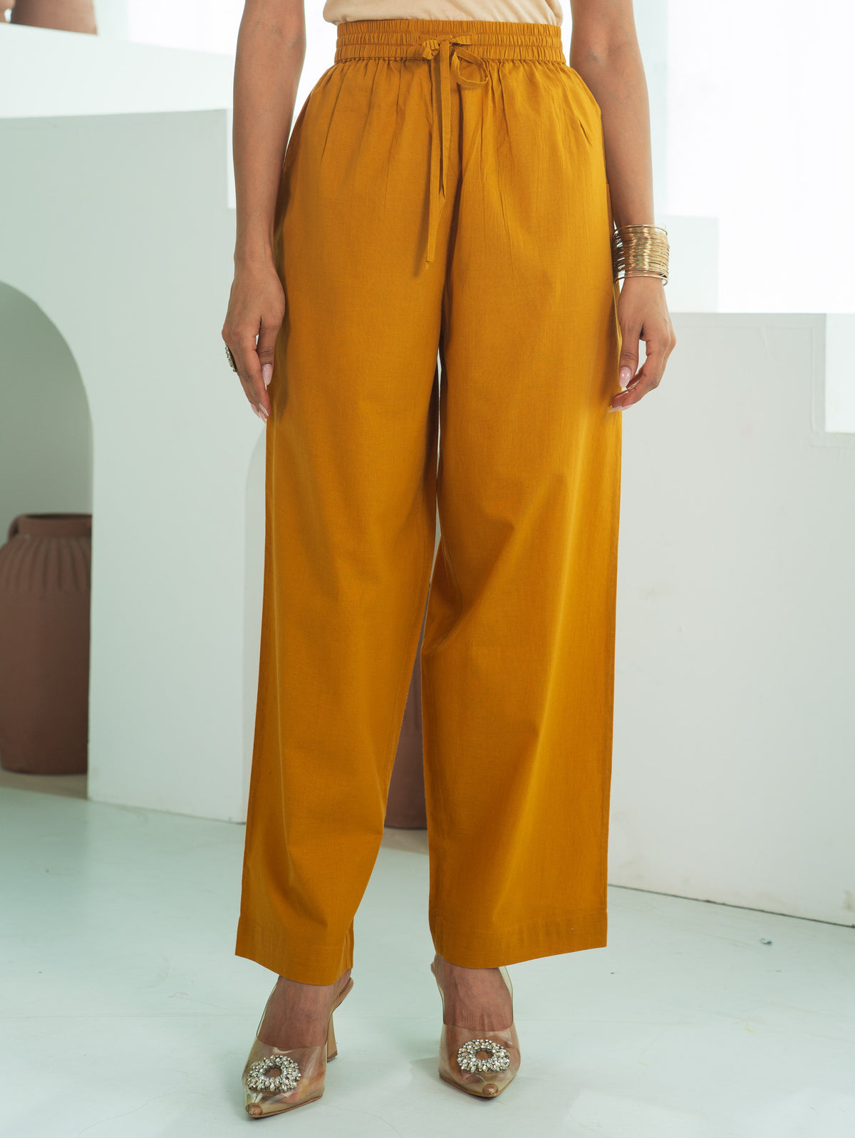 Embroidered Soft Cotton Floral Straight Mustard Kurta
