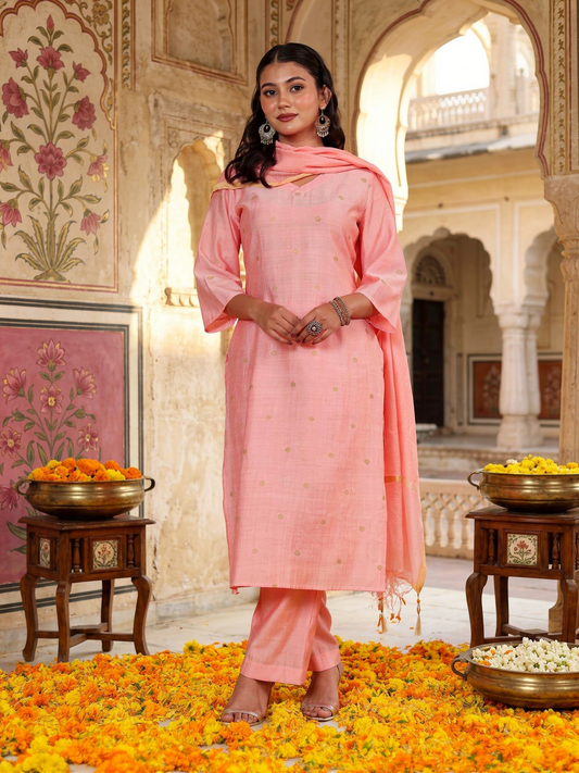 Brocade Solid Pink Dupatta