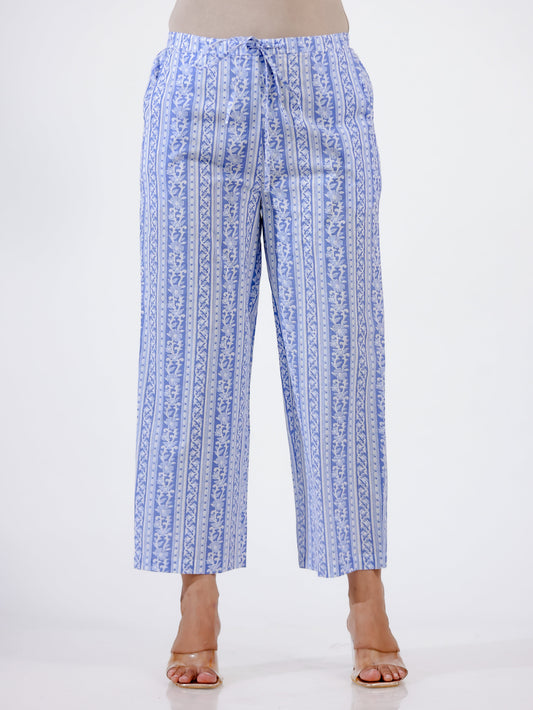 Soft Cotton Floral Purple Straight Trousers