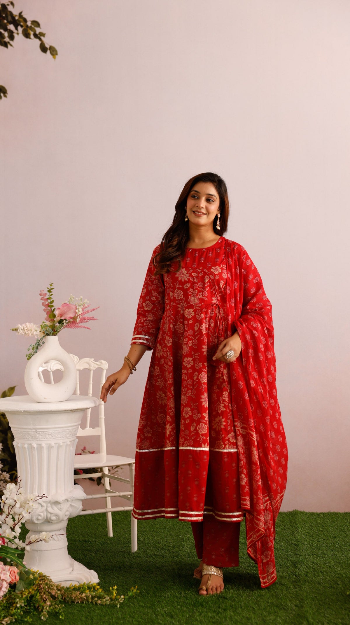 Cotton Voile Butta Maroon Dupatta