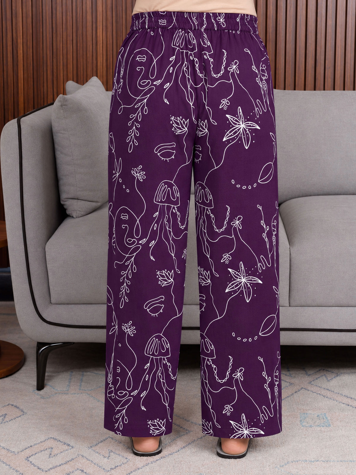 soft cotton abstract straight purple top