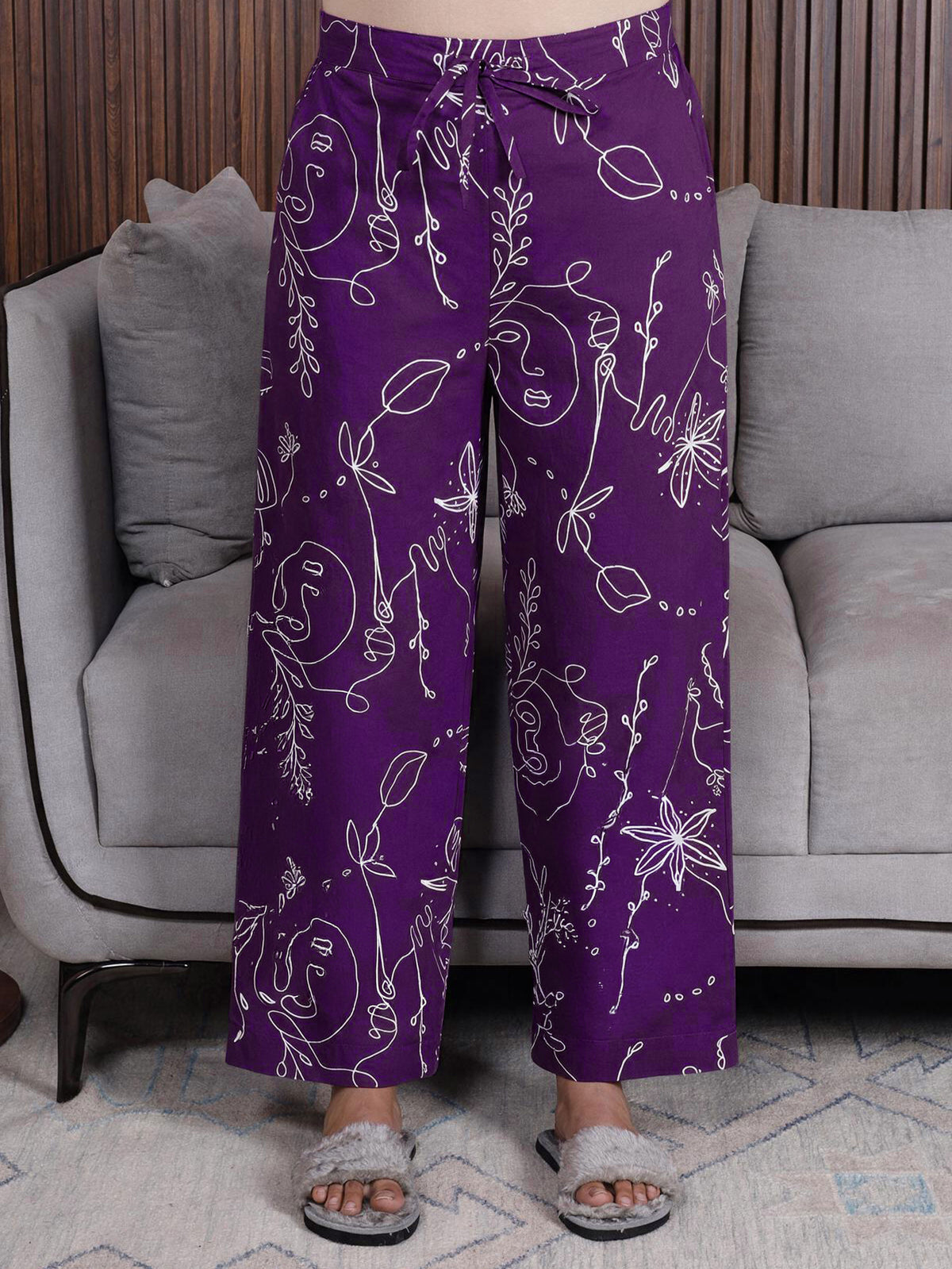 soft cotton abstract straight purple top