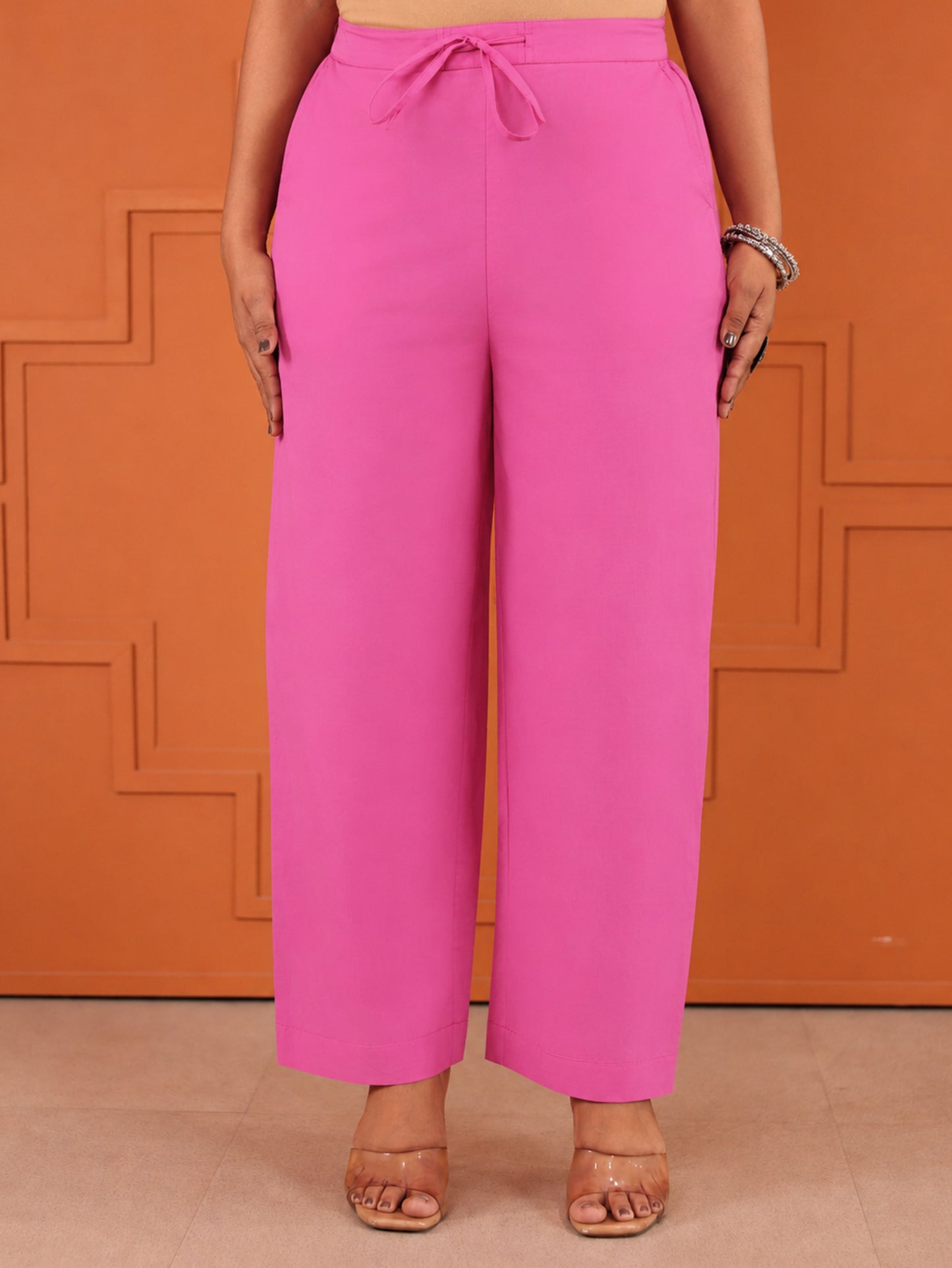 Embroidered Soft cotton Solid Straight Pink Kurta