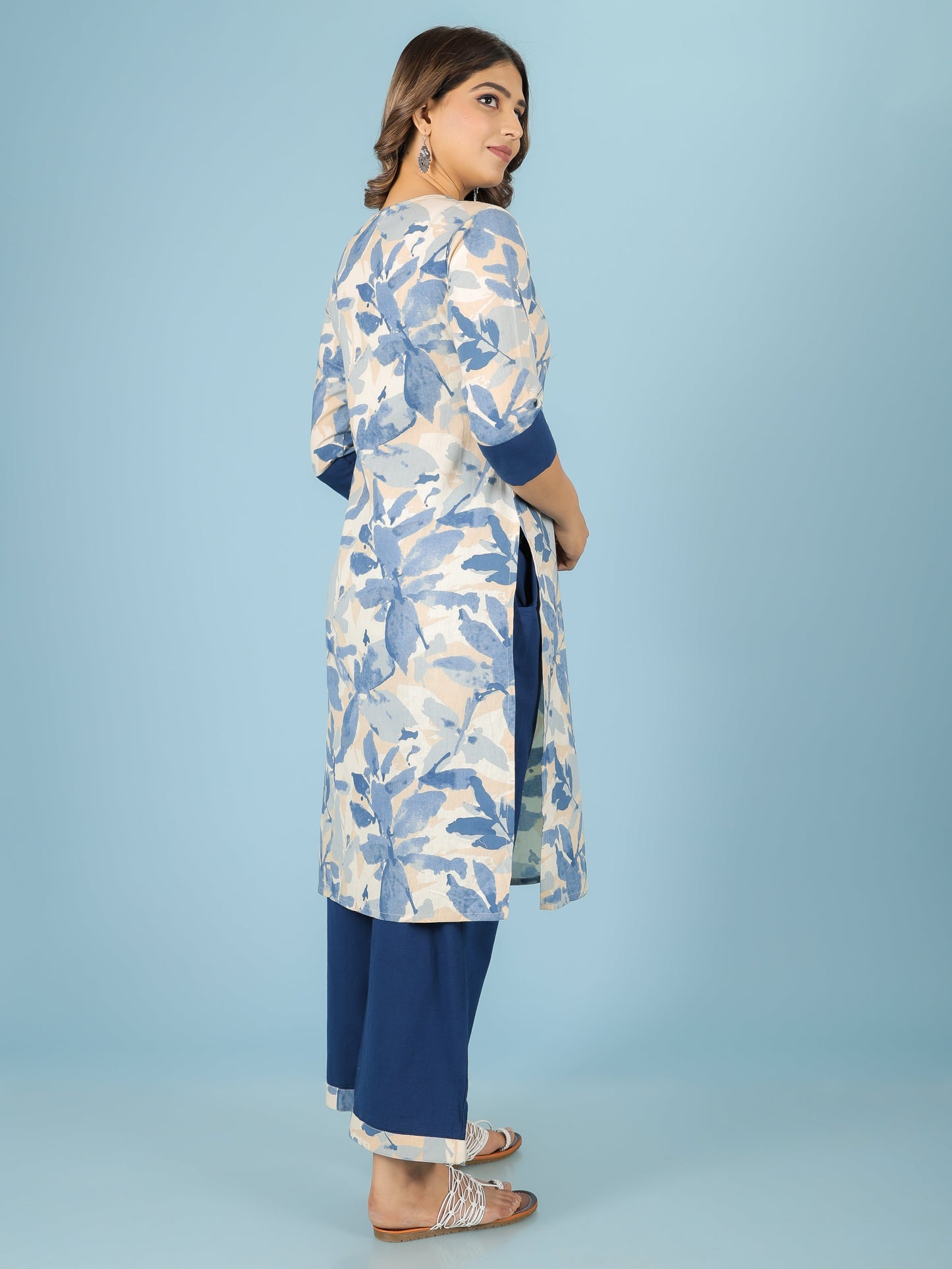 Linen Cotton Floral Kurta