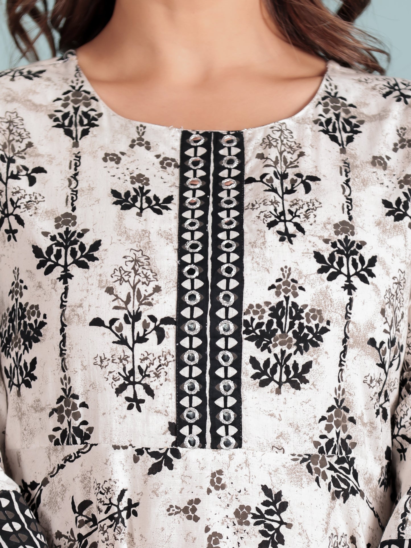 Soft Cotton Butti Anarkali White Kurta