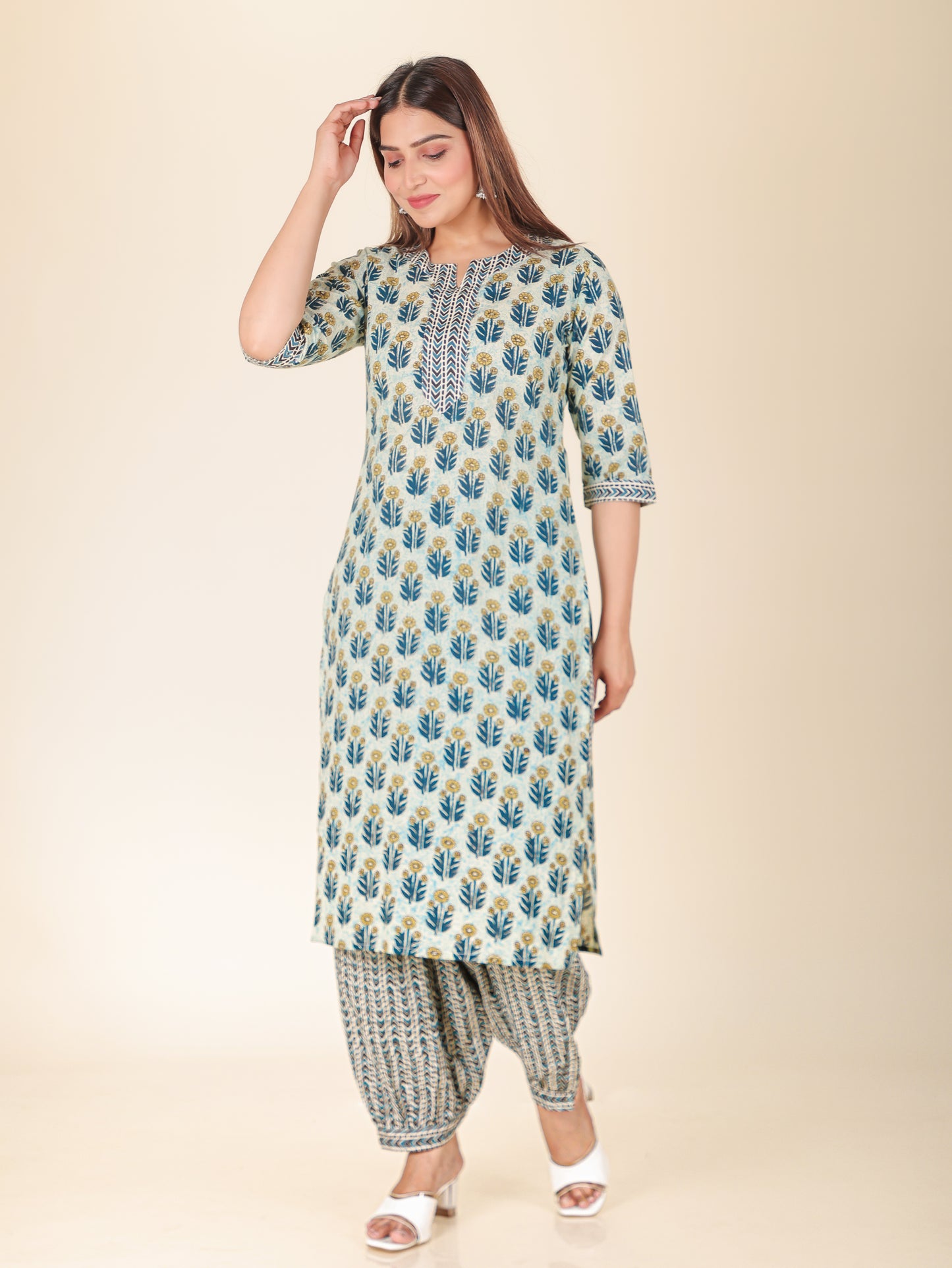 Soft Cotton Floral Kurta