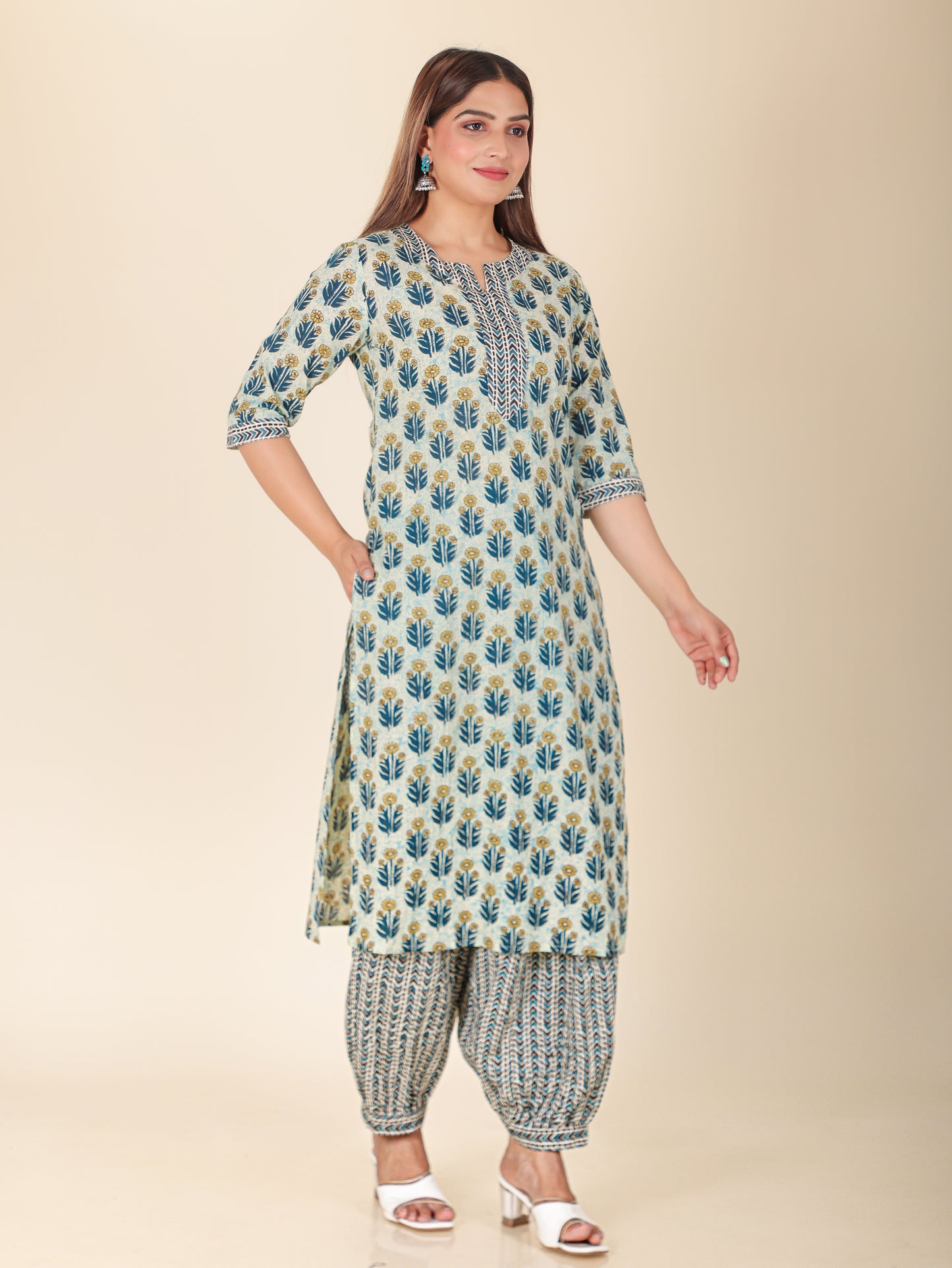 Soft Cotton Floral Kurta