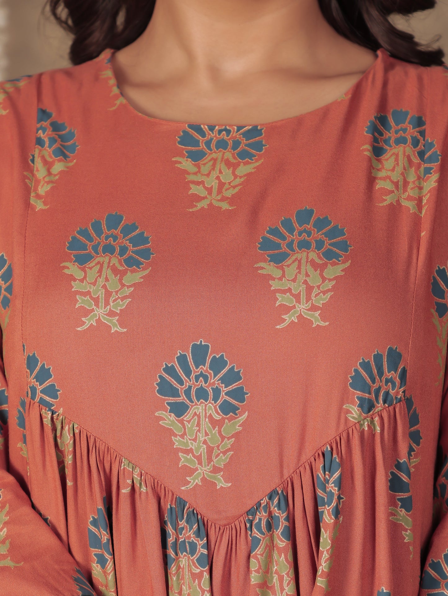 Viscose Butti A-line Brown Kurta