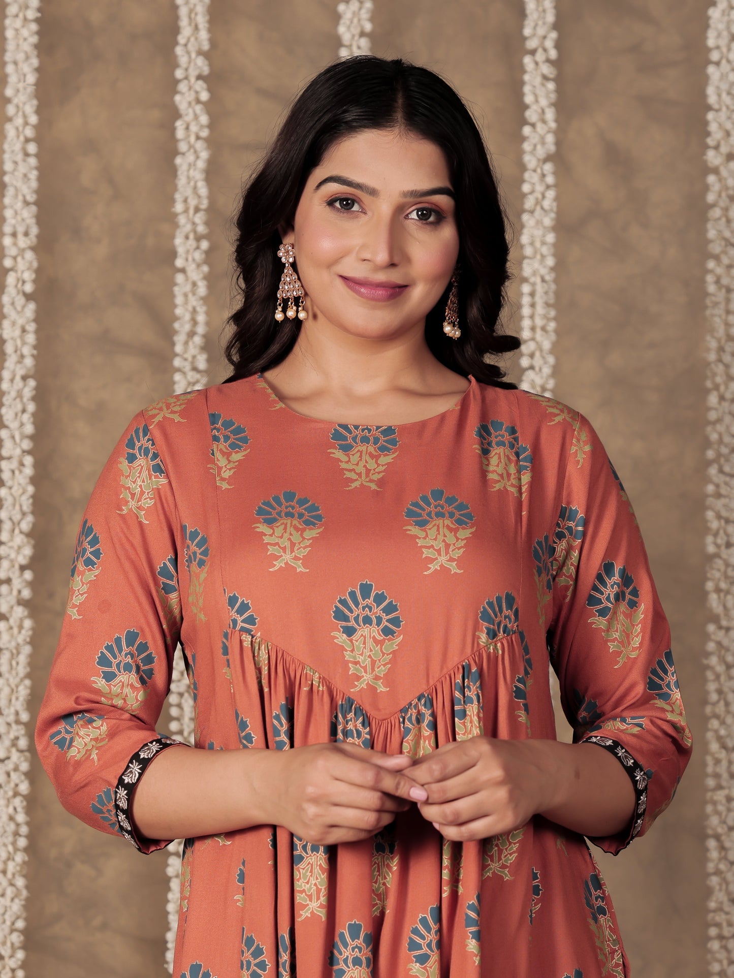 Viscose Butti A-line Brown Kurta