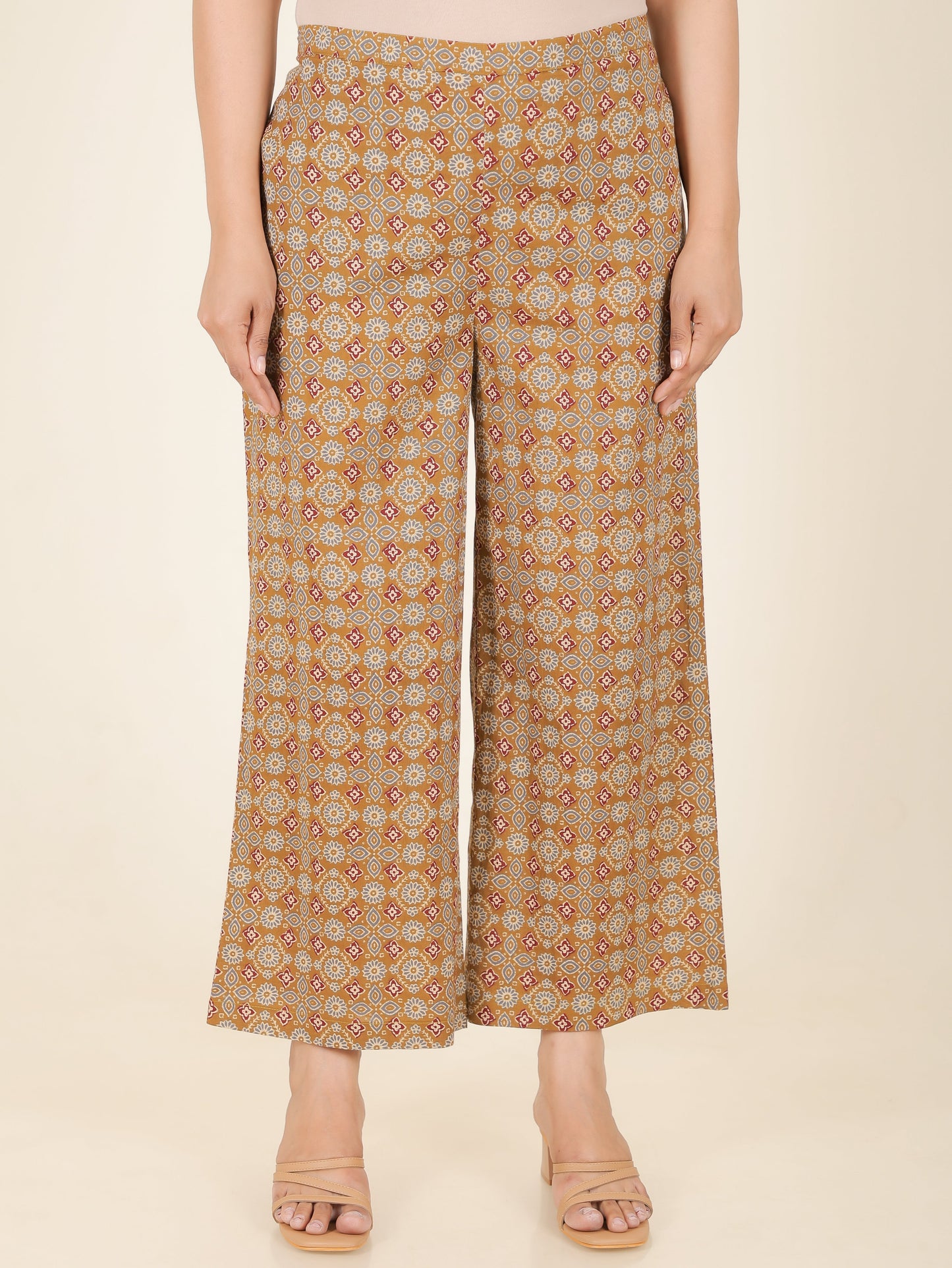 Soft Cotton Ajrakh Panelled Mustard Kurta