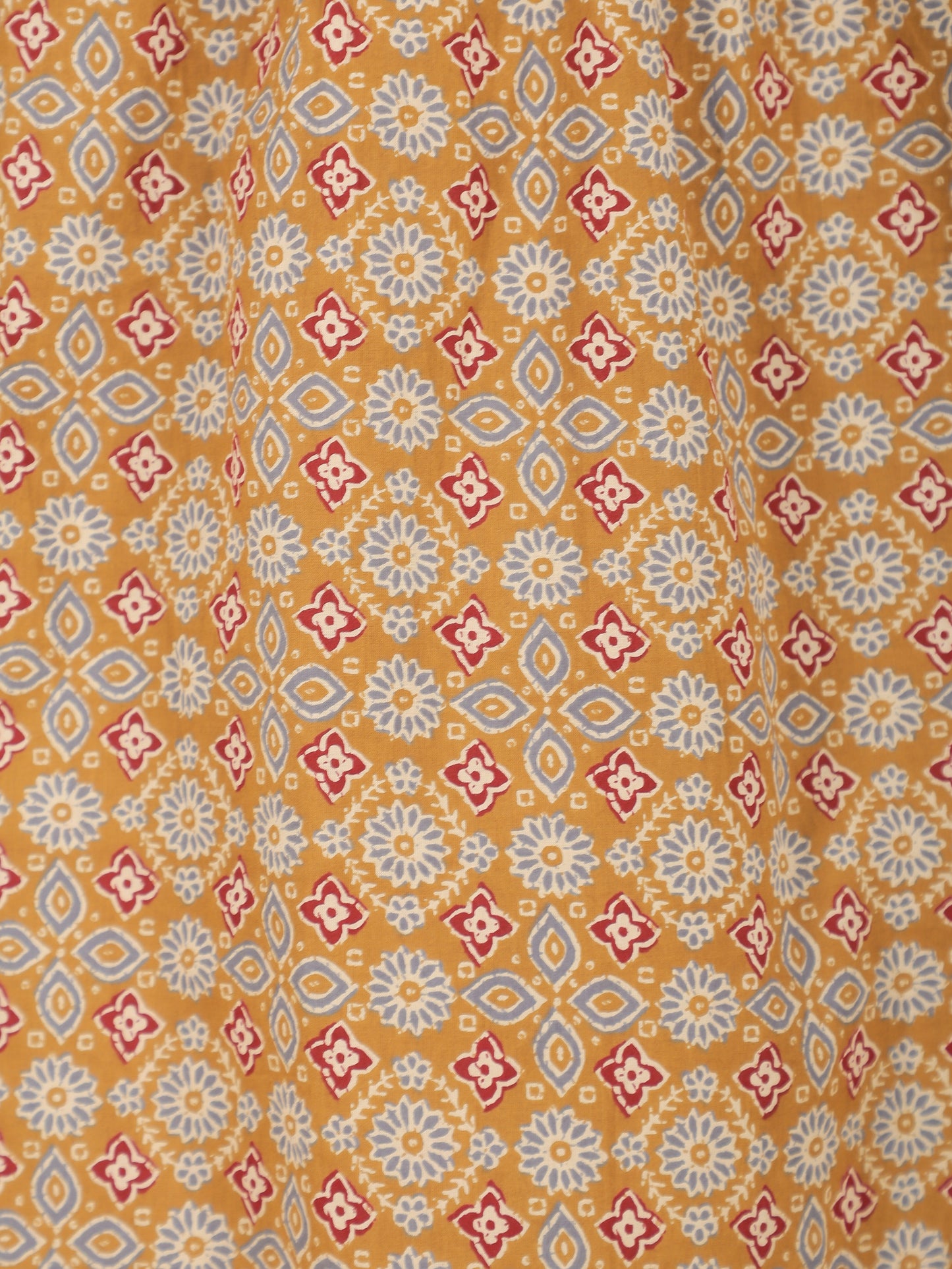 Soft Cotton Ajrakh Panelled Mustard Kurta
