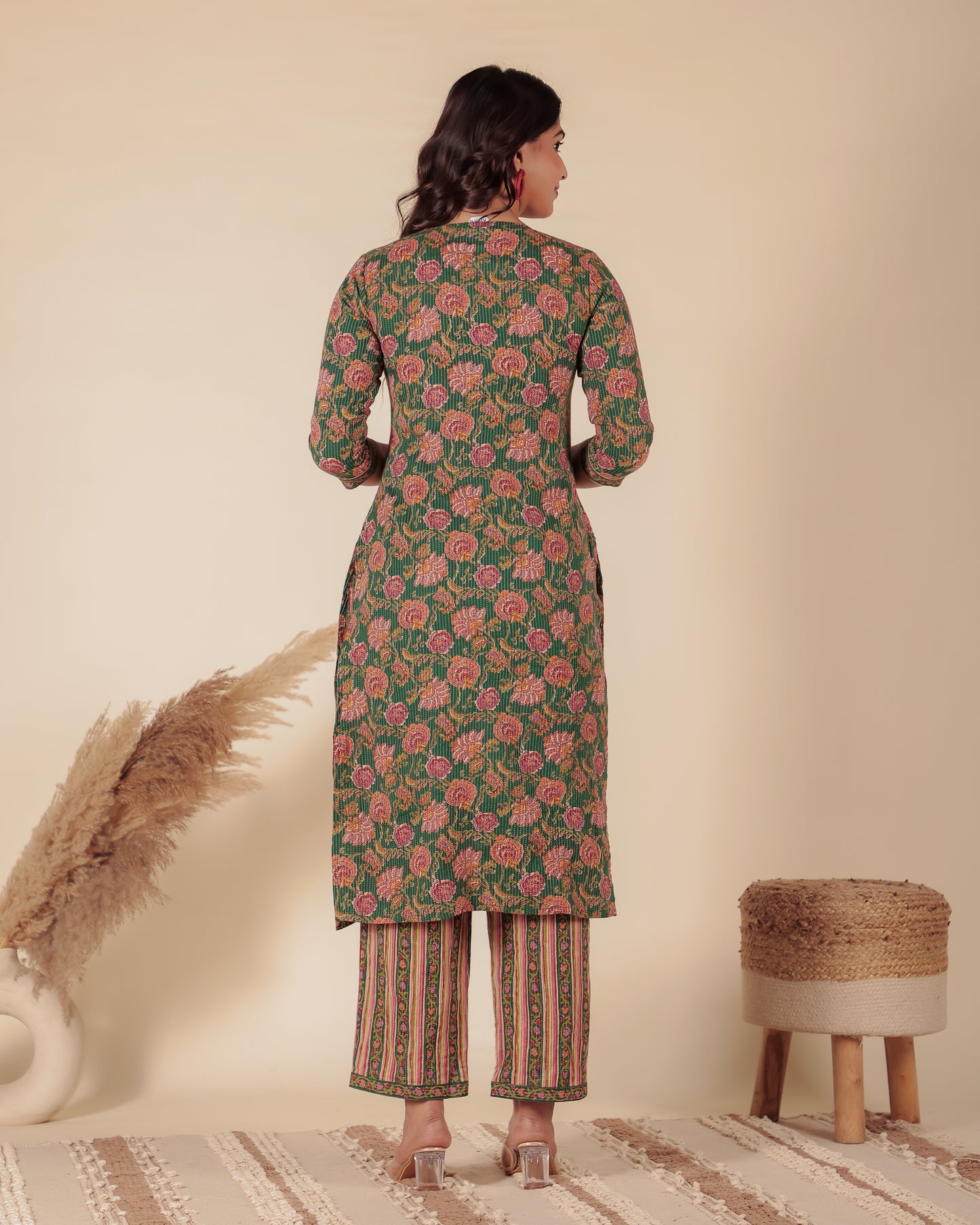 Kantha Cotton Floral Kurta