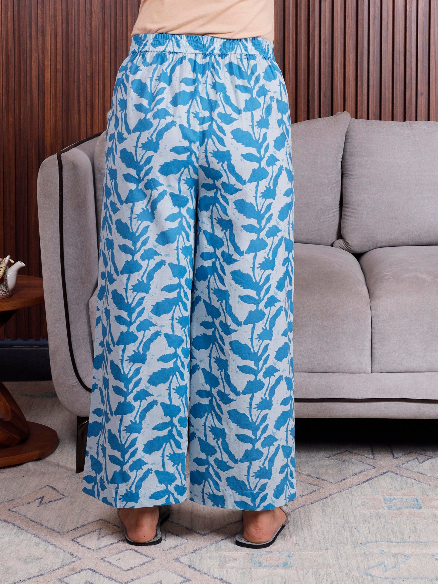 Soft cotton Abstract Top Sky Blue Top