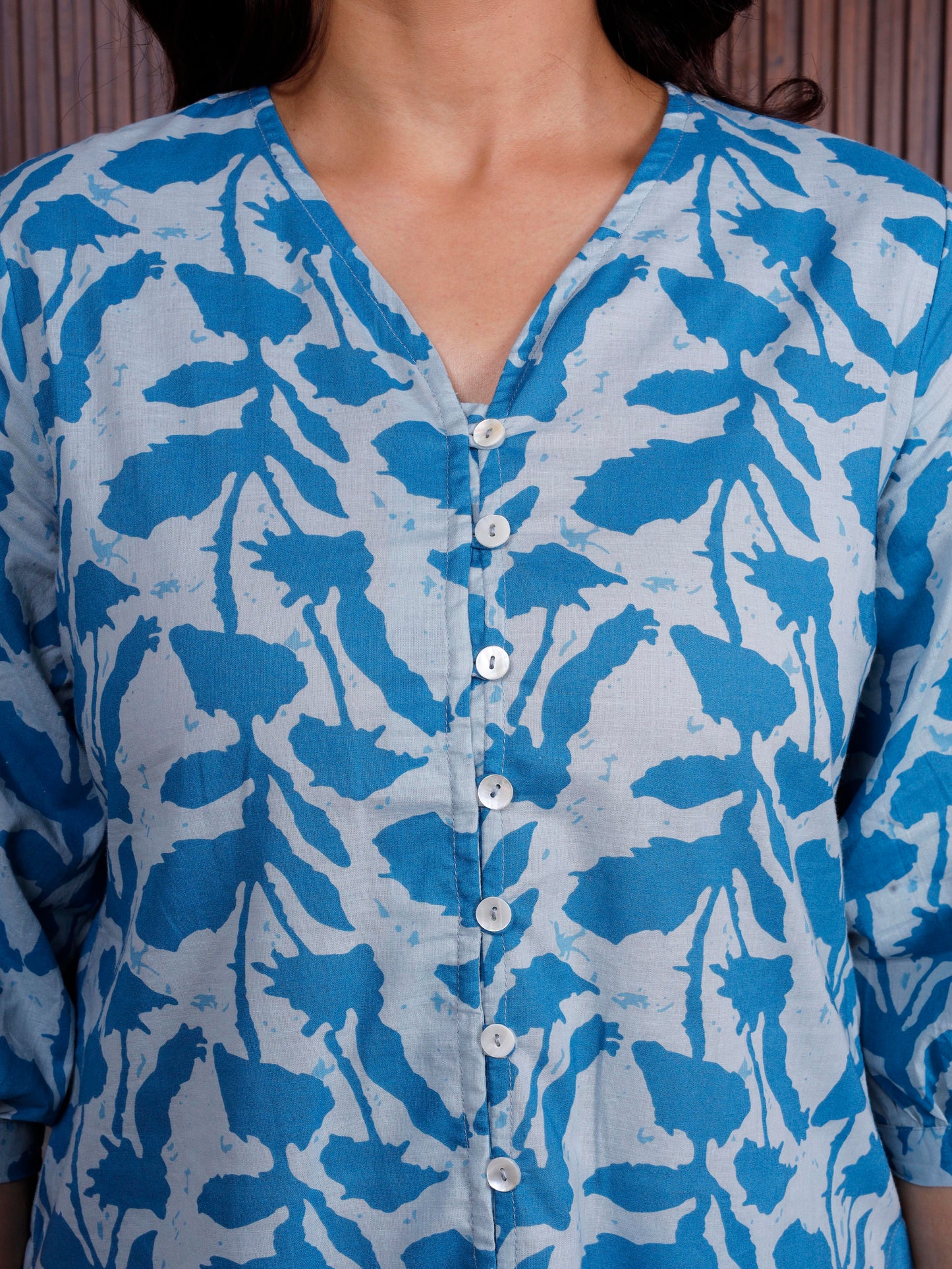 Soft cotton Abstract Top Sky Blue Top