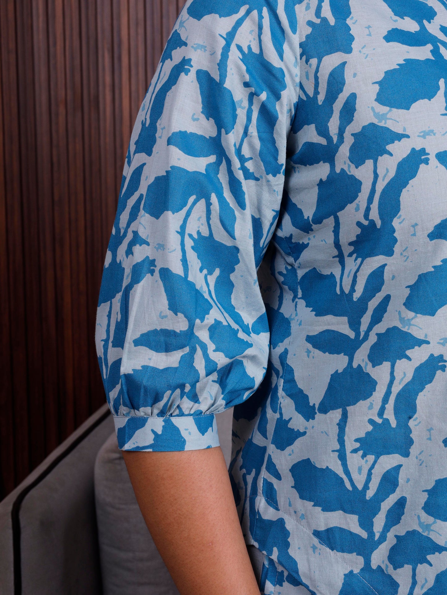 Soft cotton Abstract Top Sky Blue Top