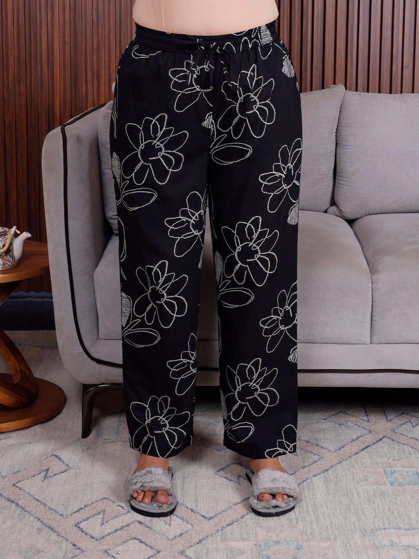 Soft cotton Floral Black Palazzo