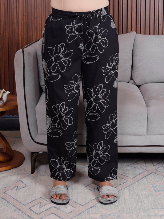 Soft cotton Floral Black Palazzo