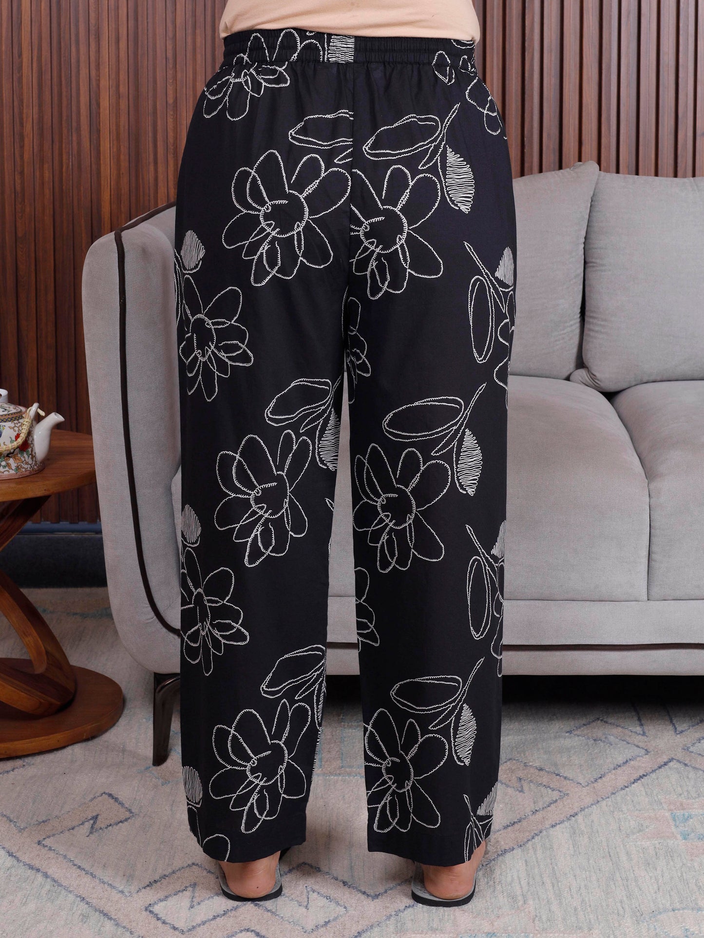 Soft cotton Floral Black Palazzo