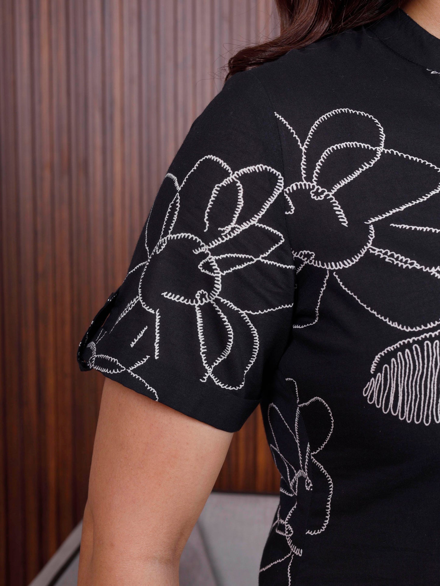 Soft cotton Floral Top Black Top
