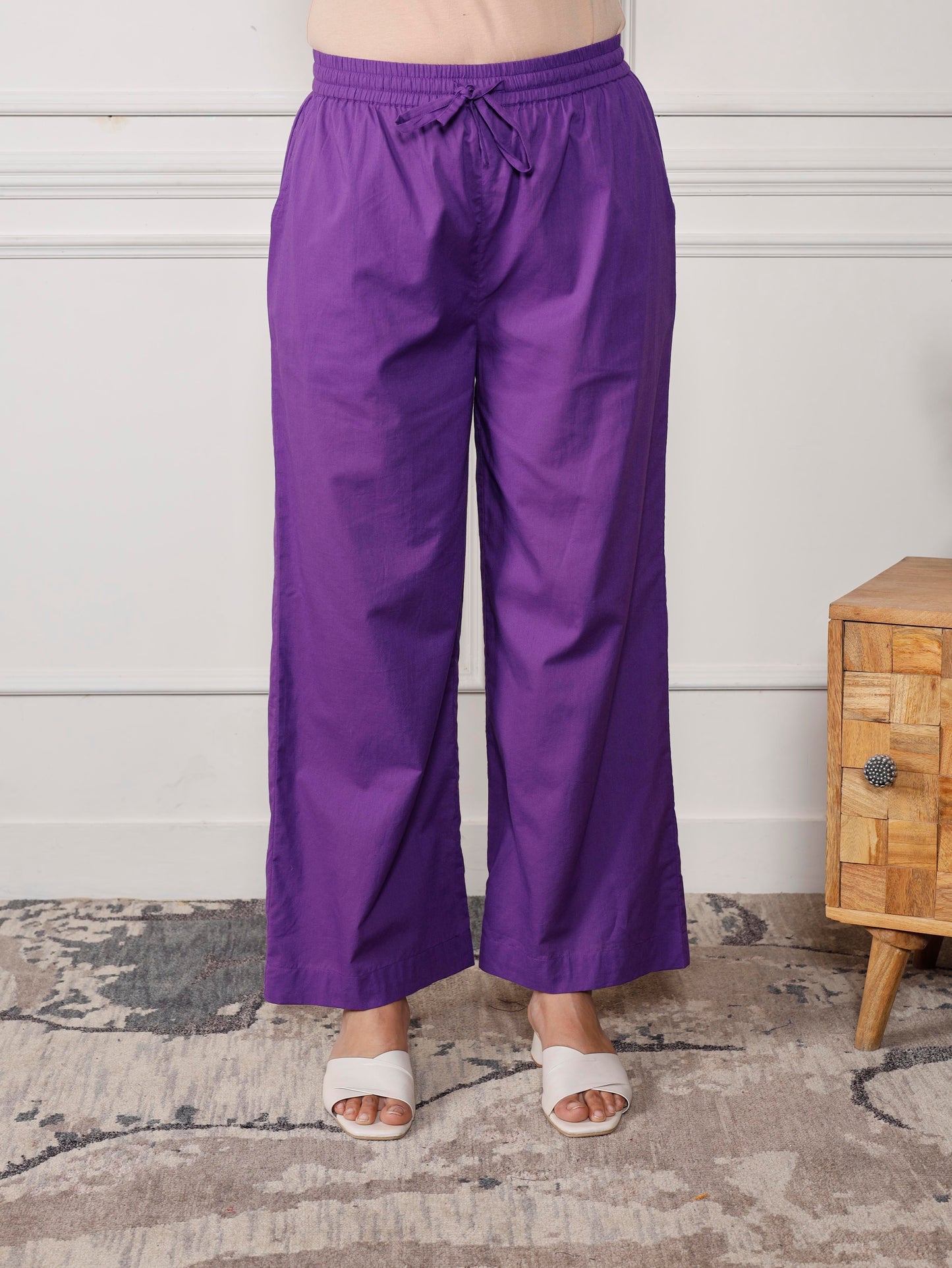 Soft cotton Solid Purple Palazzo