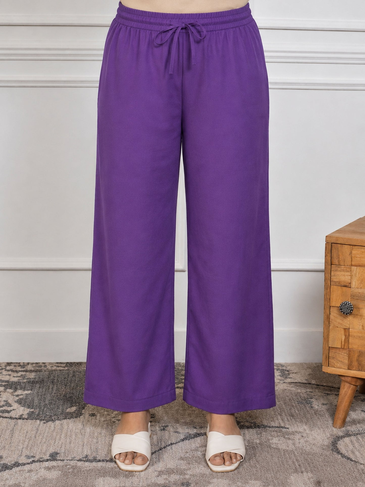 Soft cotton Solid Purple Palazzo