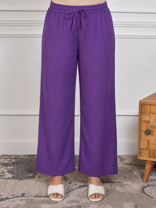 Soft cotton Solid Purple Palazzo