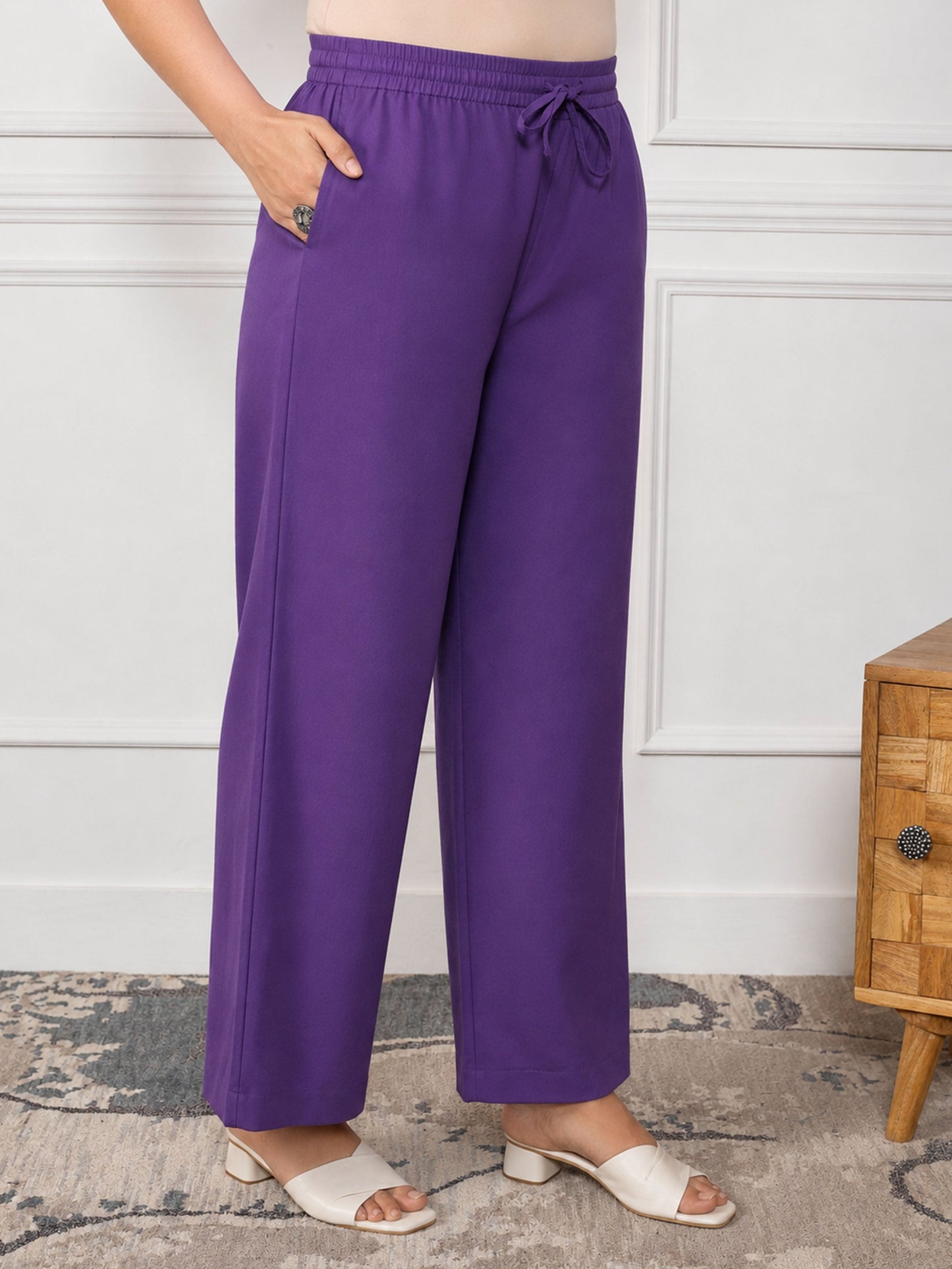 Soft cotton Solid Purple Palazzo
