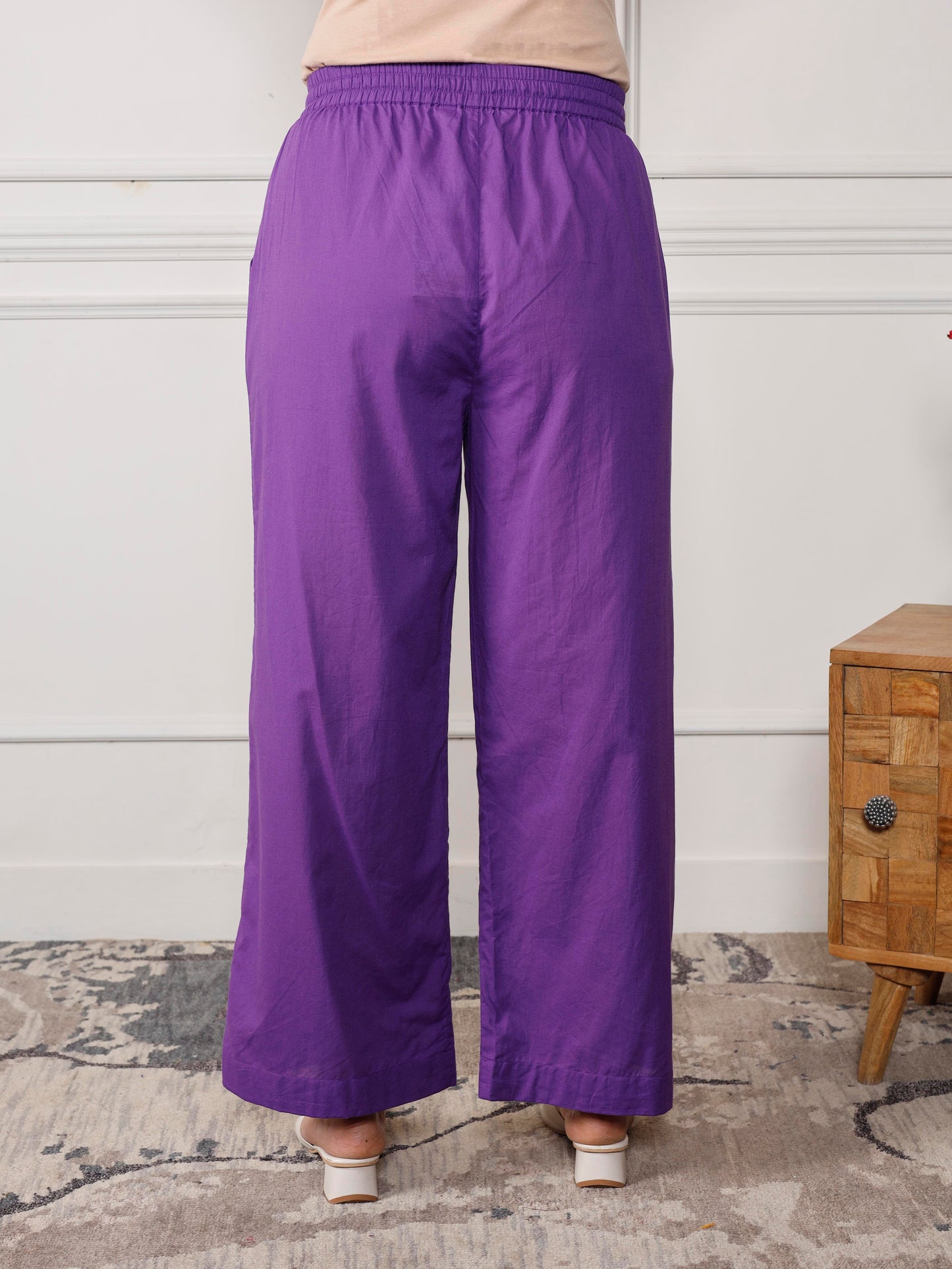 Soft cotton Solid Purple Palazzo