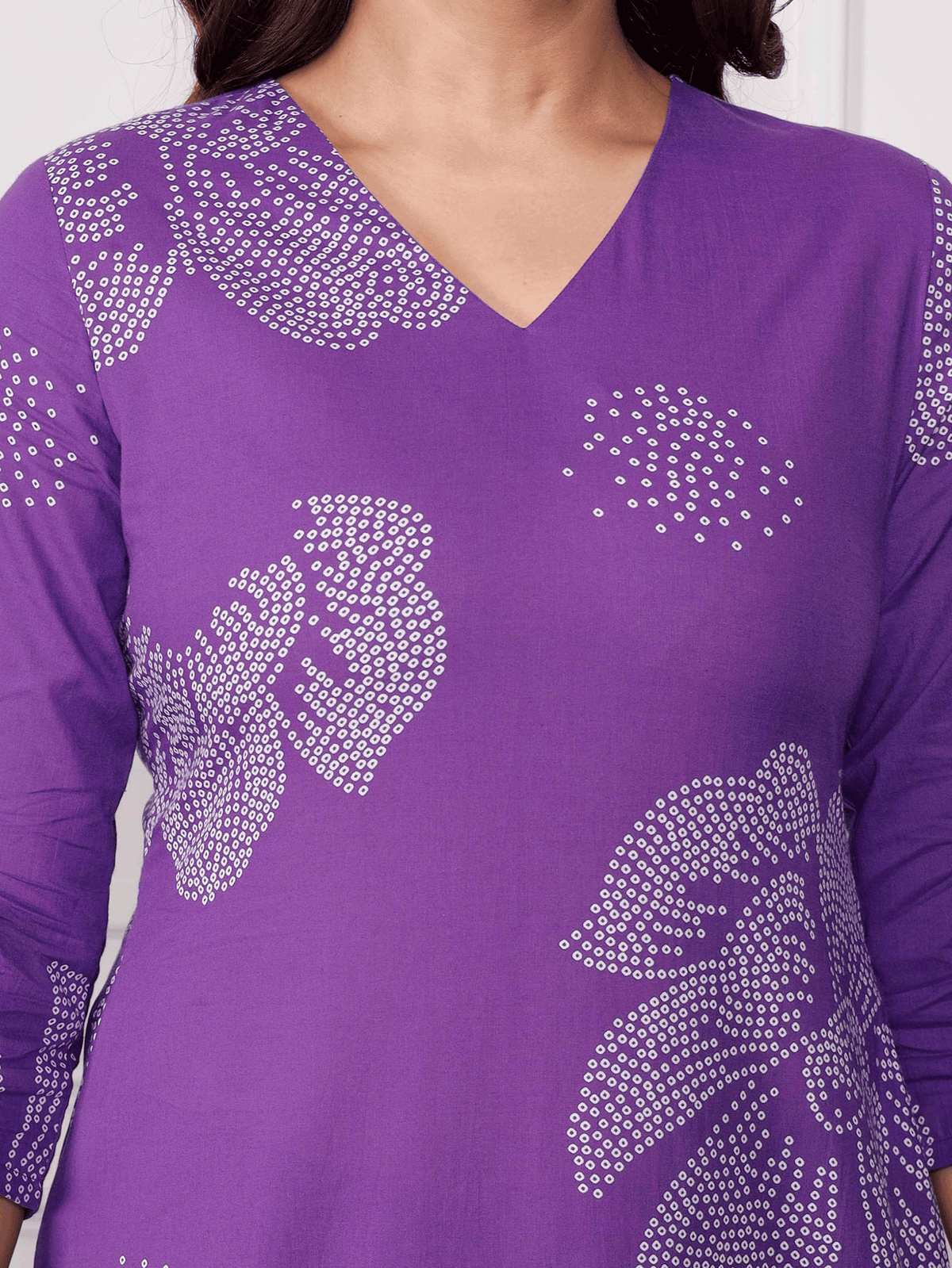 soft cotton floral straight purple kurta