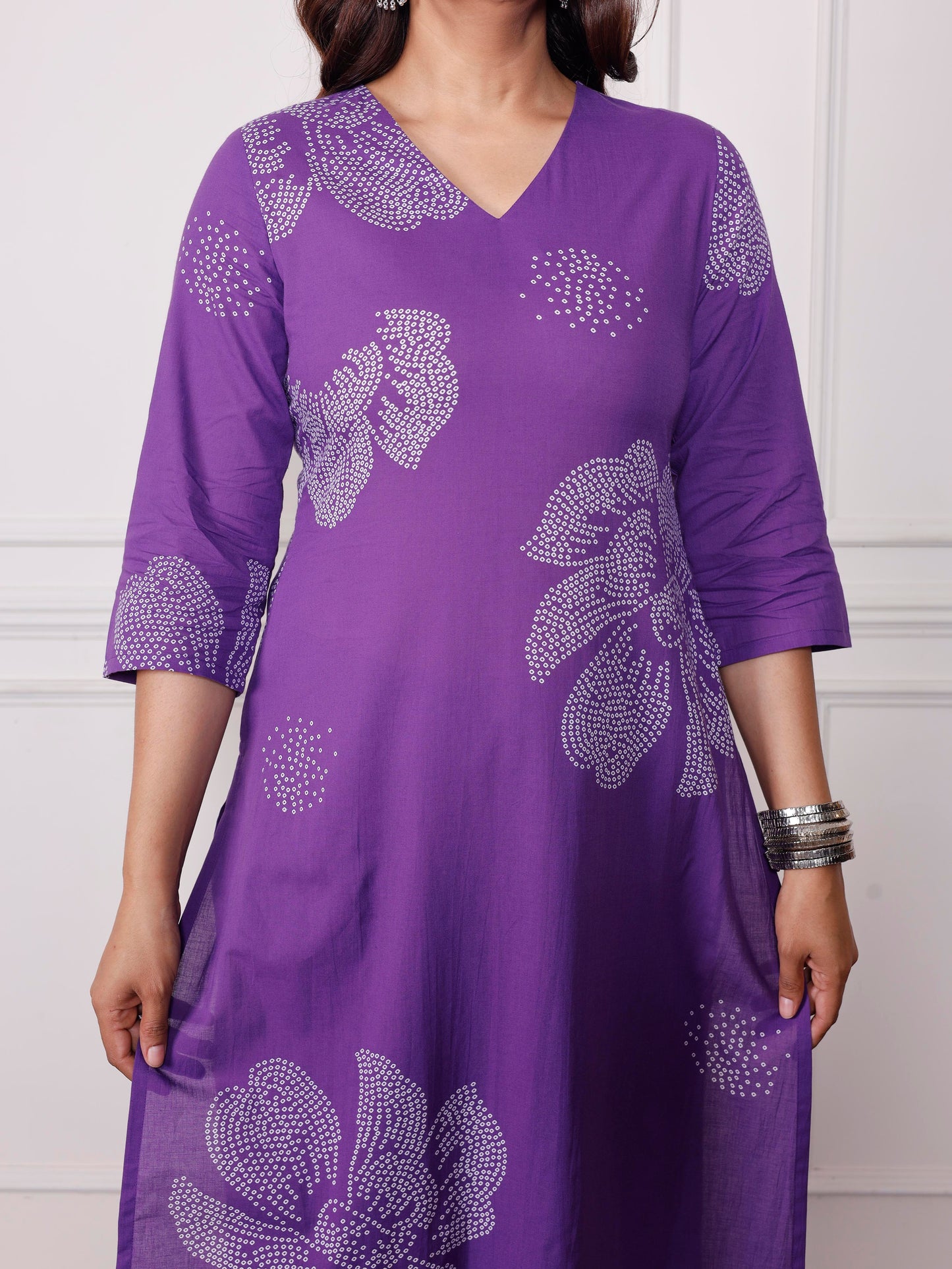 Soft cotton Floral Straight Purple Kurta