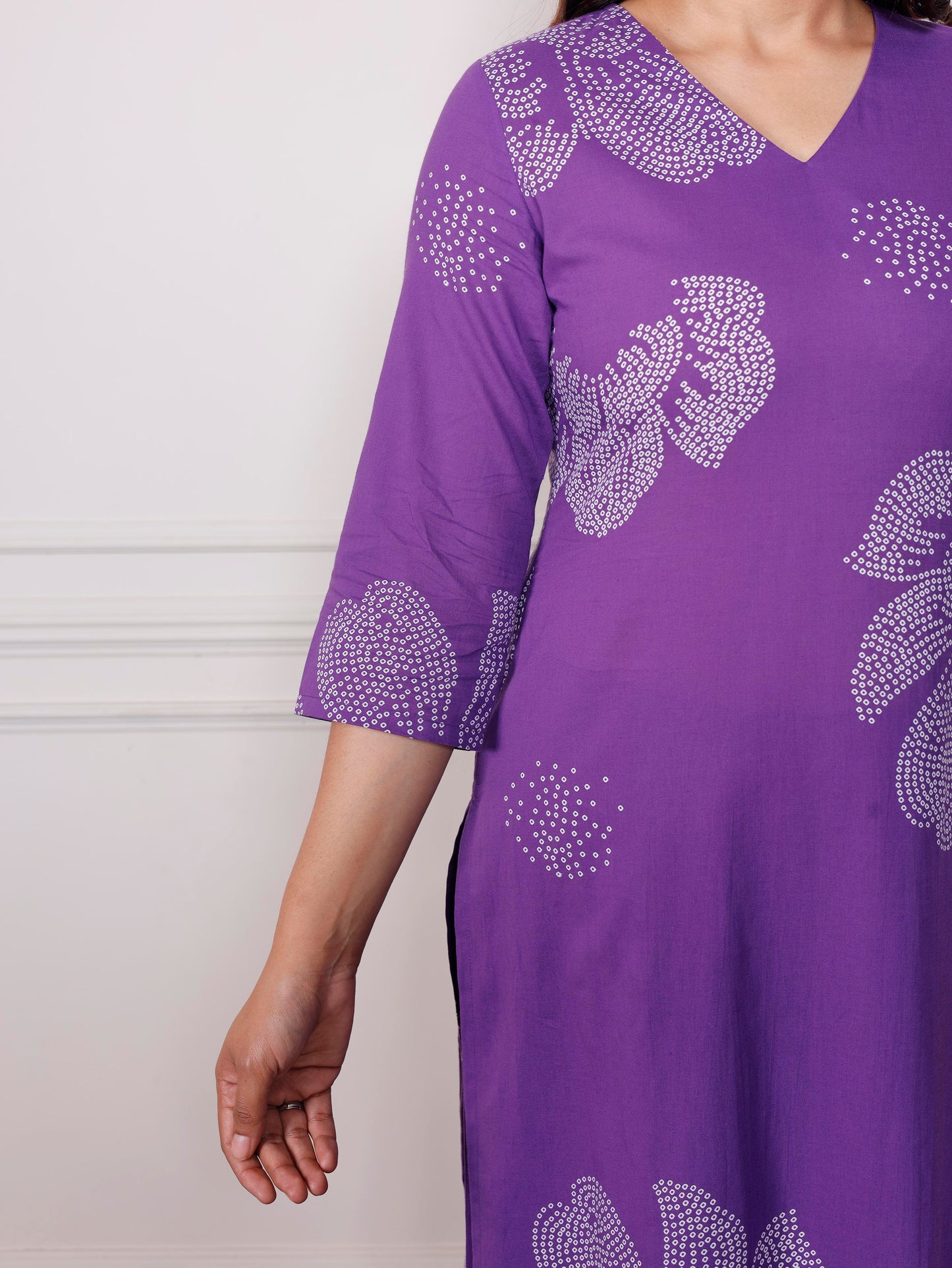 Soft cotton Floral Straight Purple Kurta