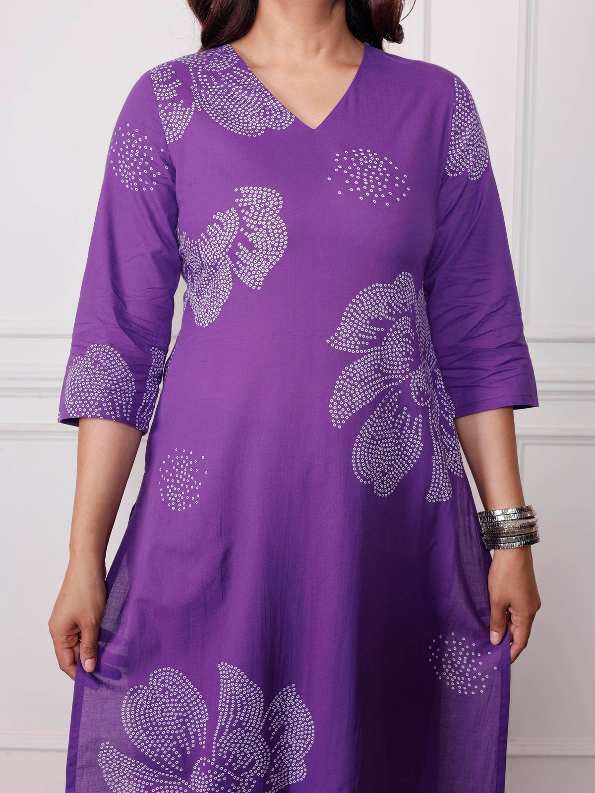 Soft cotton Floral Straight Purple Kurta