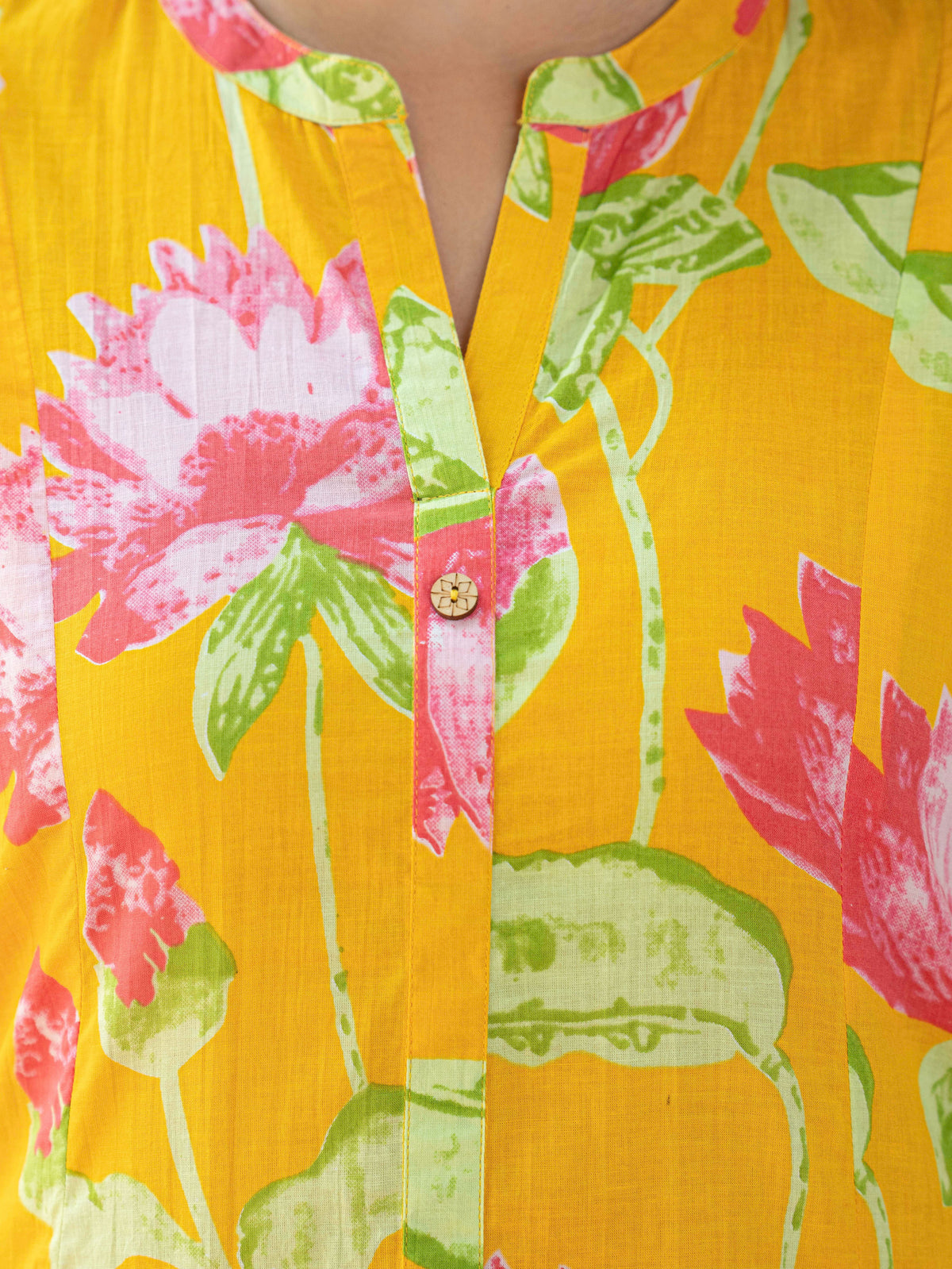 Soft cotton Floral Straight Yellow Kurta