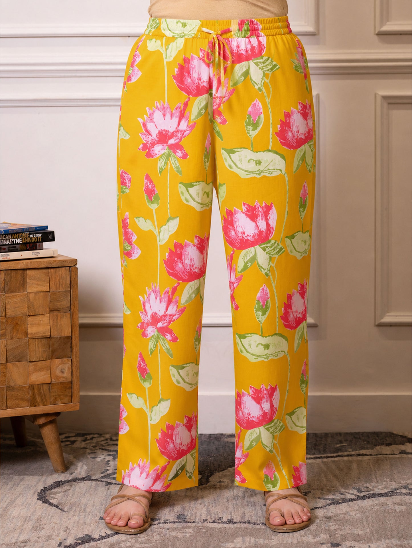 Soft cotton Floral Straight Yellow Kurta