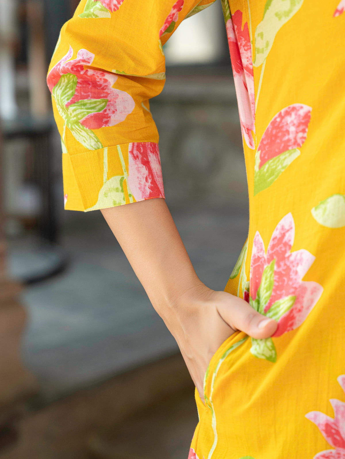Soft cotton Floral Straight Yellow Kurta