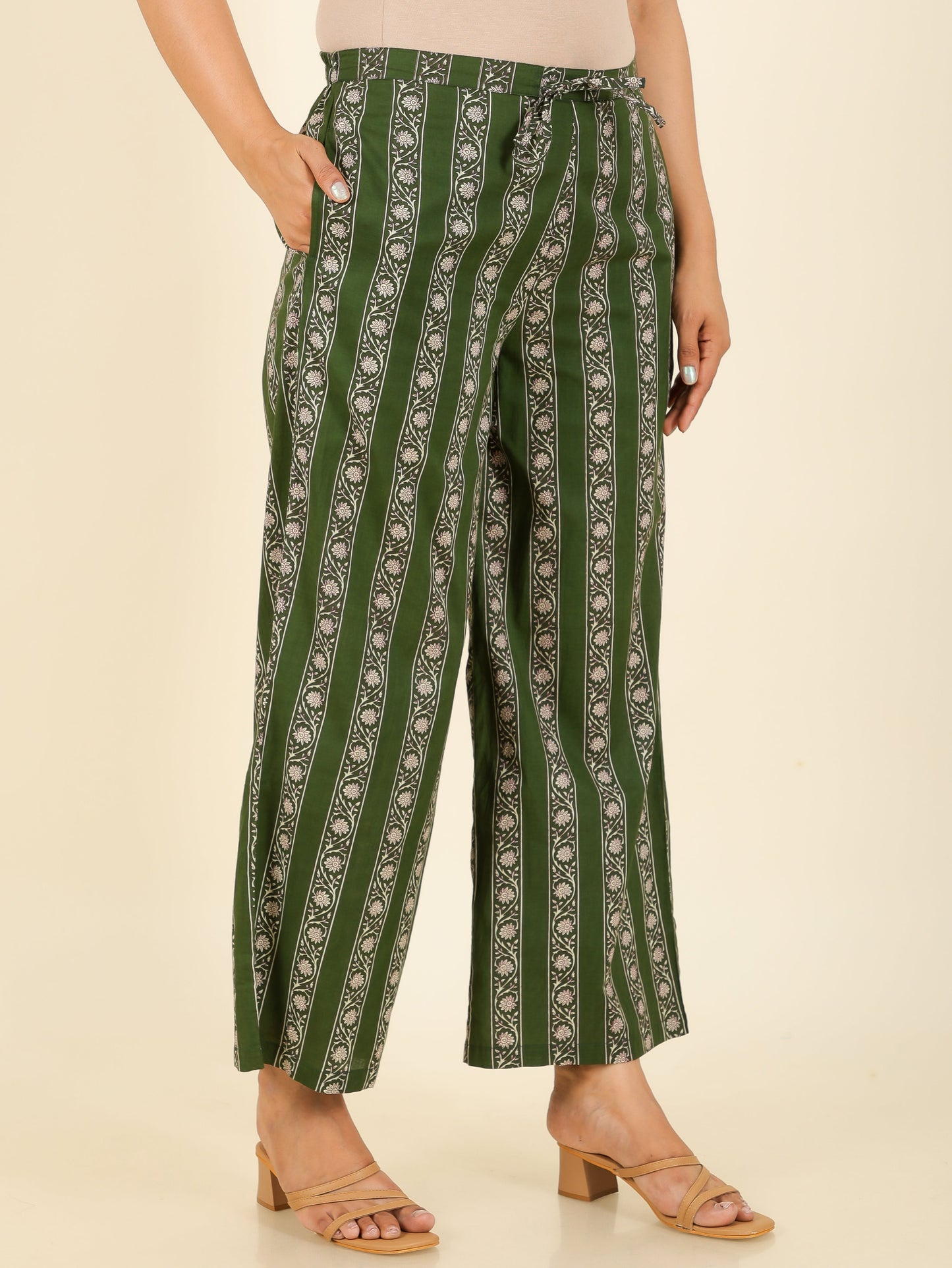 Soft Cotton Floral Straight Green Kurta