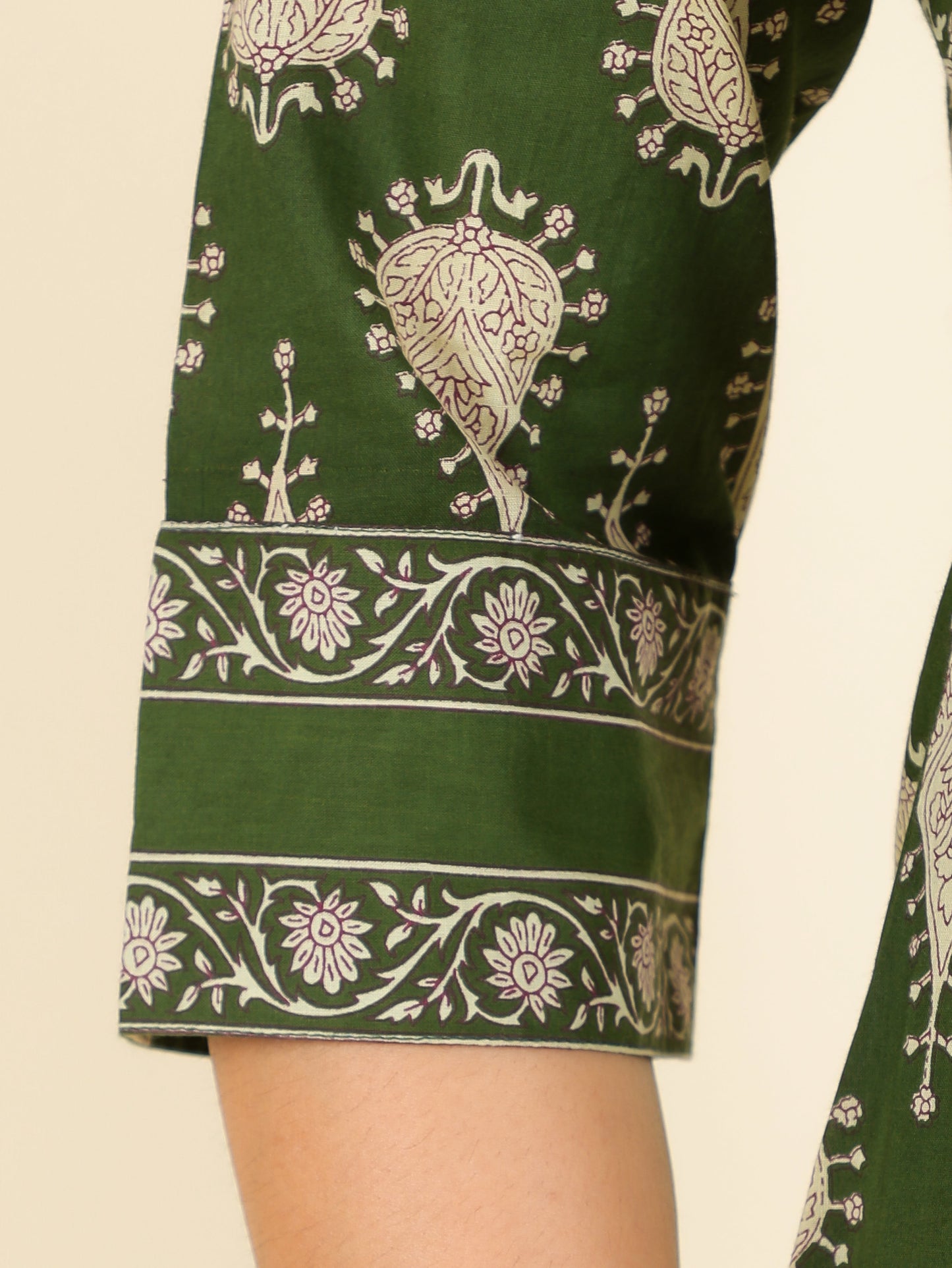 Soft Cotton Floral Straight Green Kurta