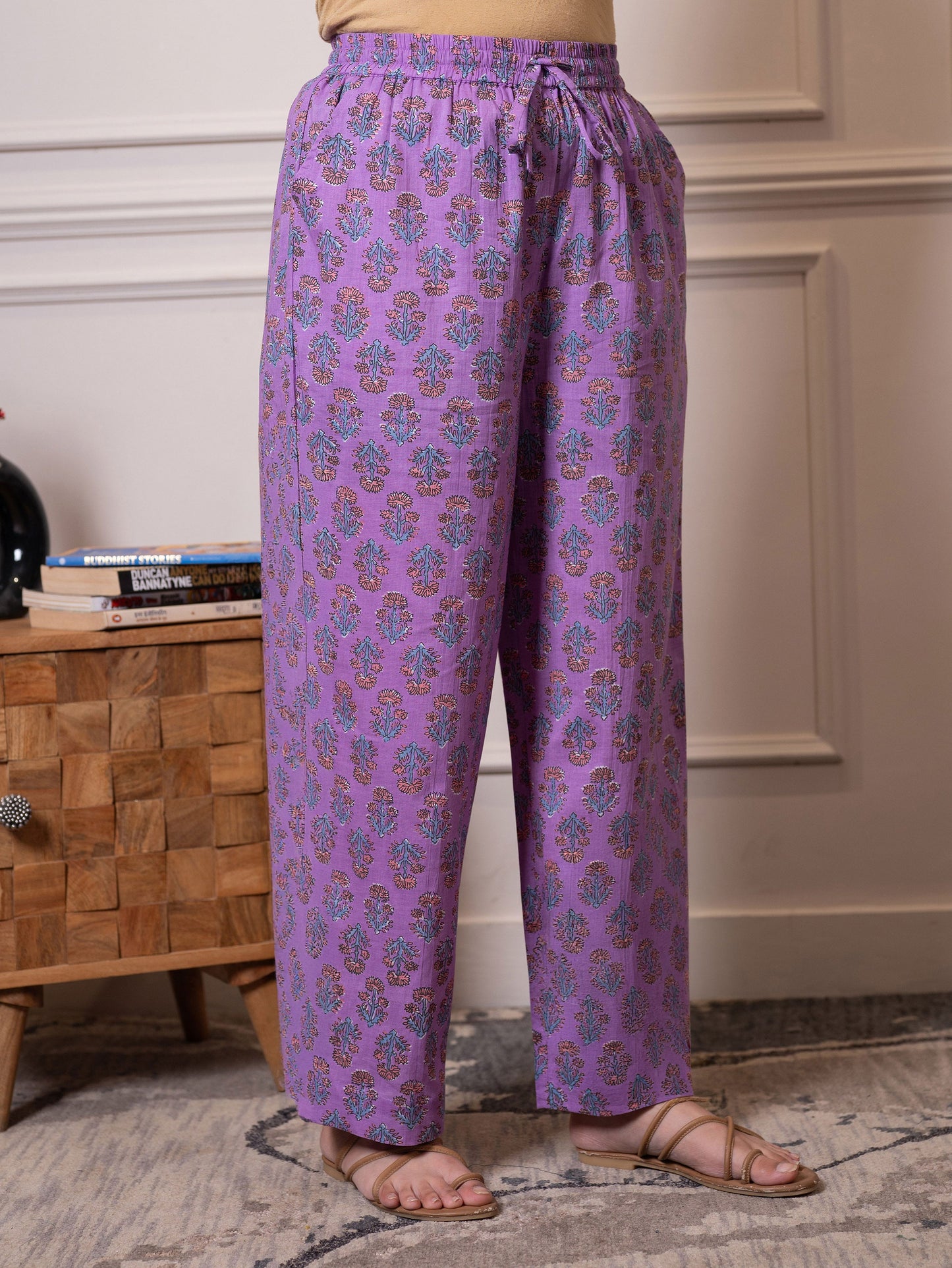 Soft cotton Floral Purple Palazzo