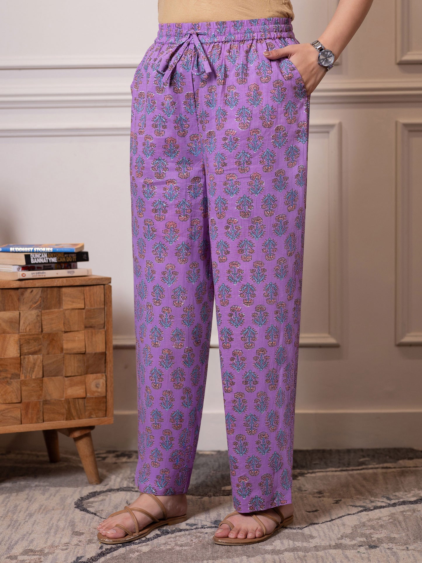 Soft cotton Floral Purple Palazzo