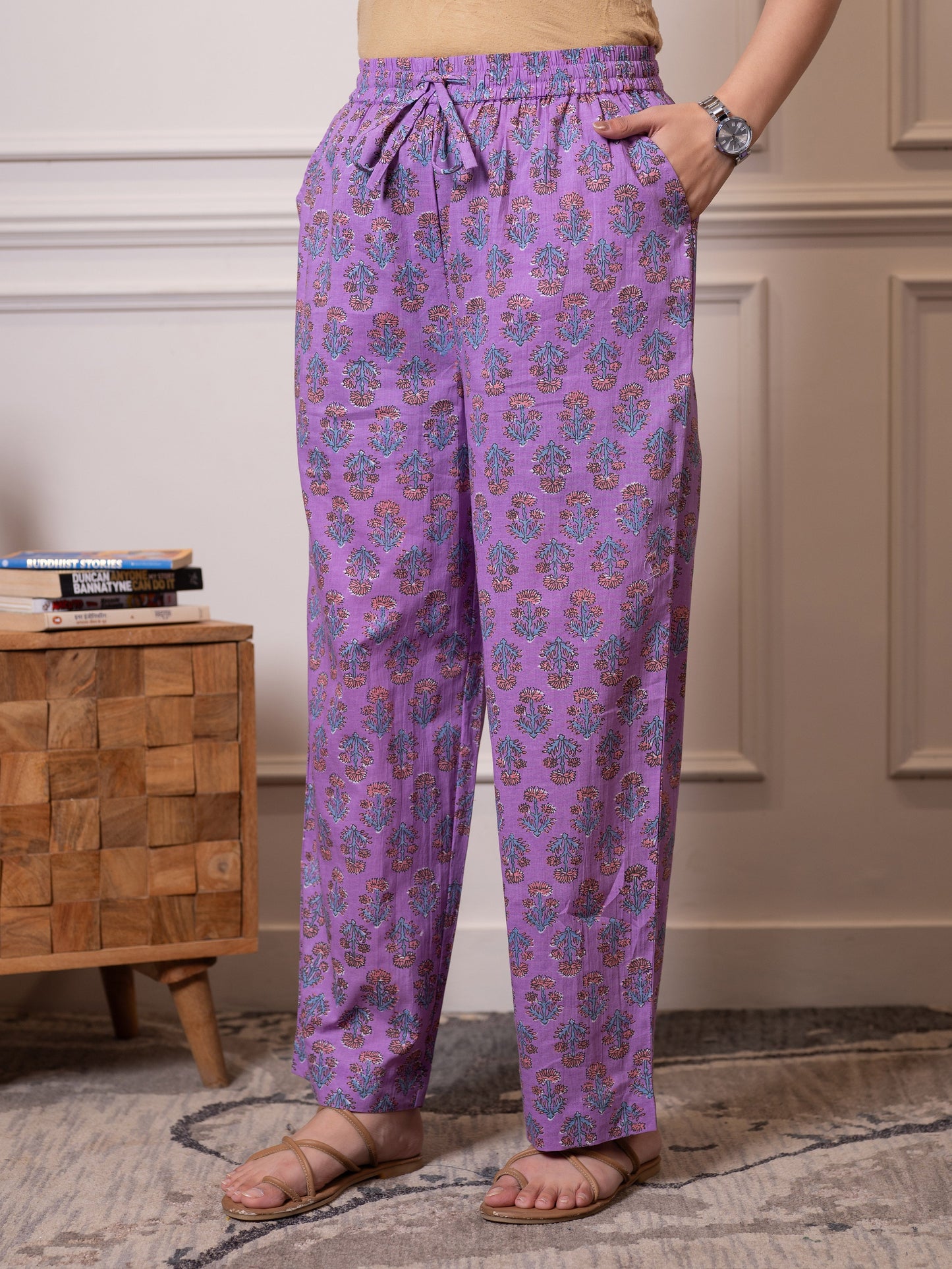 Soft cotton Floral Straight Purple Kurta