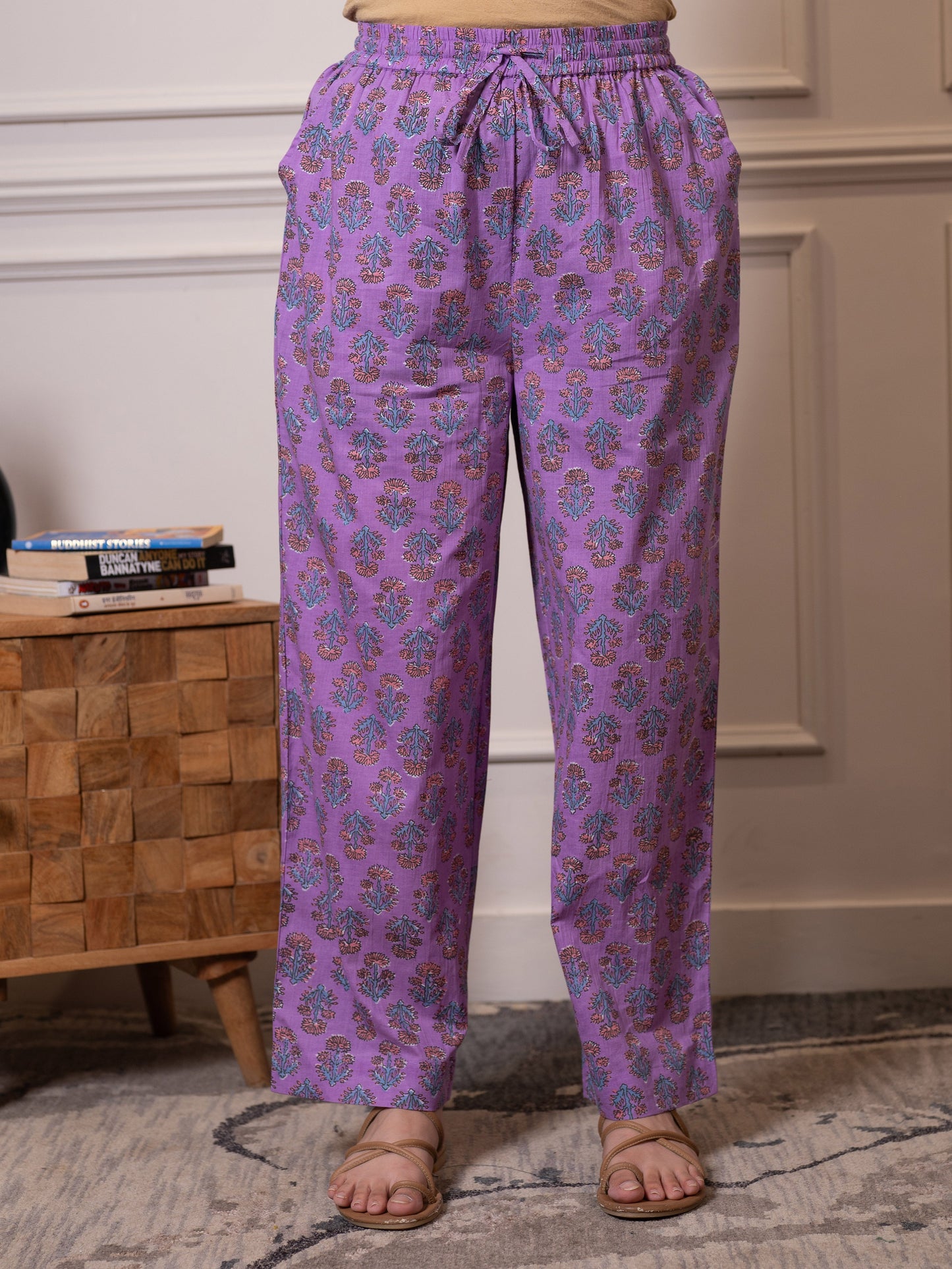Soft cotton Floral Straight Purple Kurta