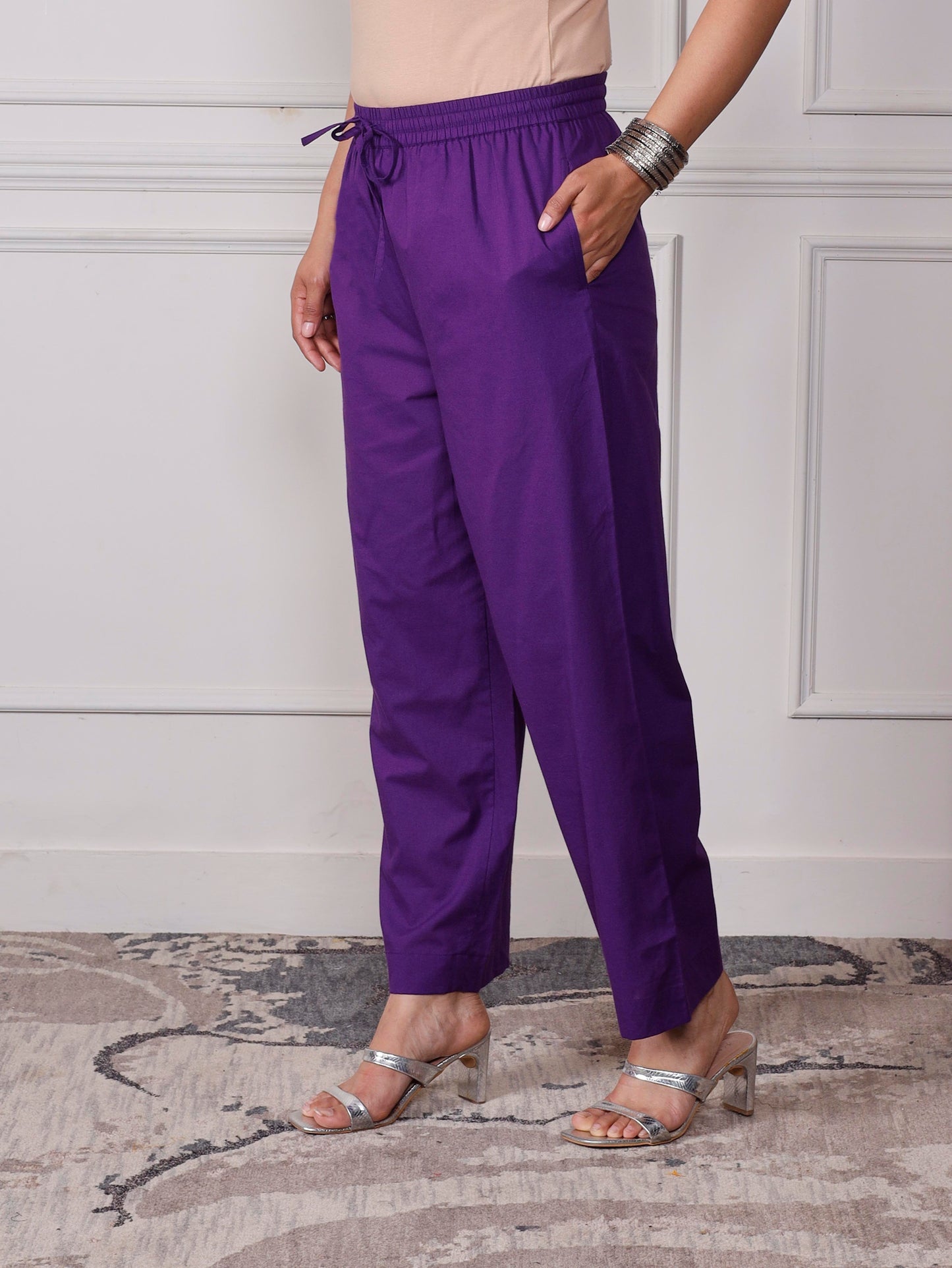 Embroidered Soft cotton Bandhani Flared Purple Kurta