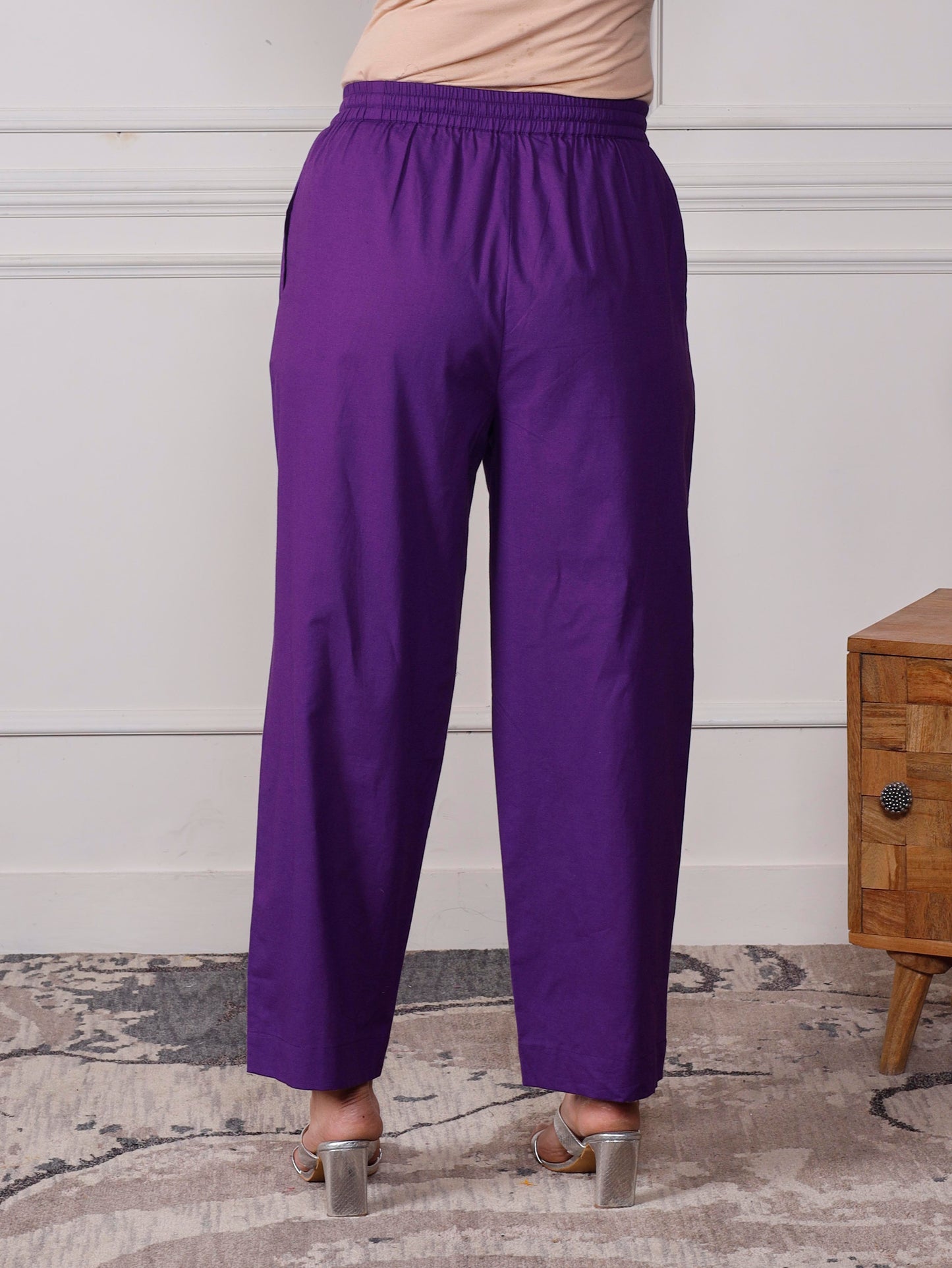 Embroidered Soft cotton Bandhani Flared Purple Kurta