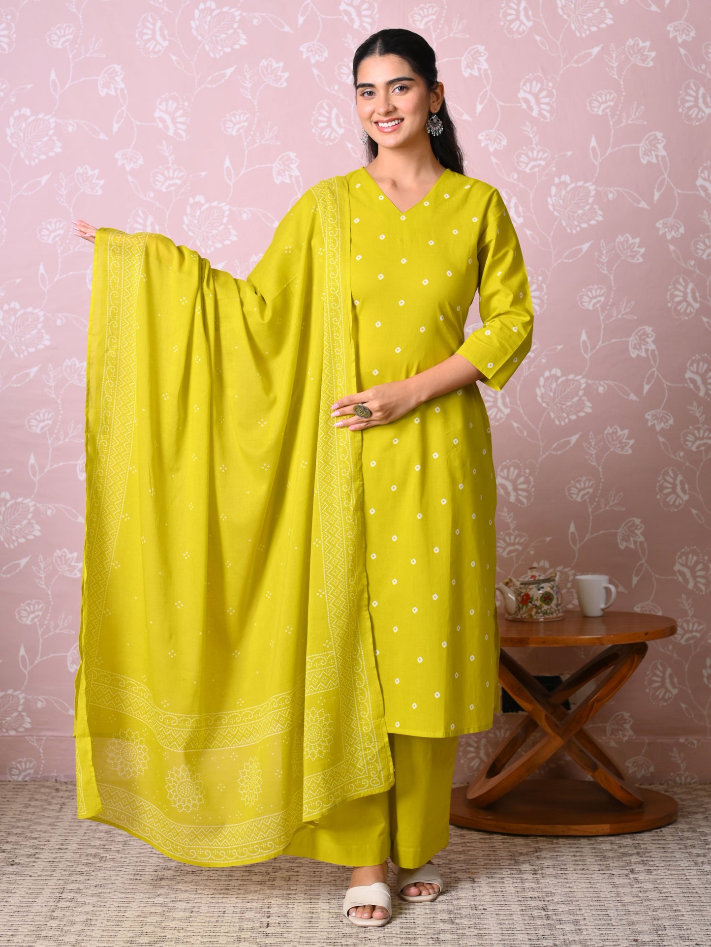 Cotton voile Bandhani Green Dupatta