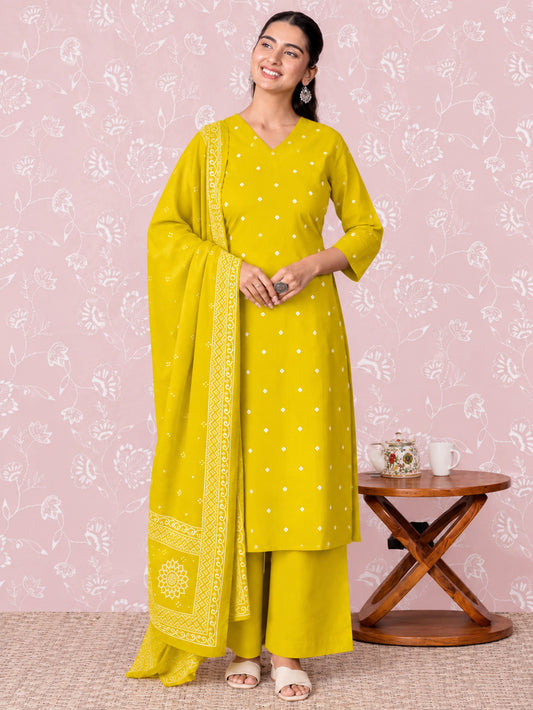 Cotton Voile Bandhani Green Dupatta