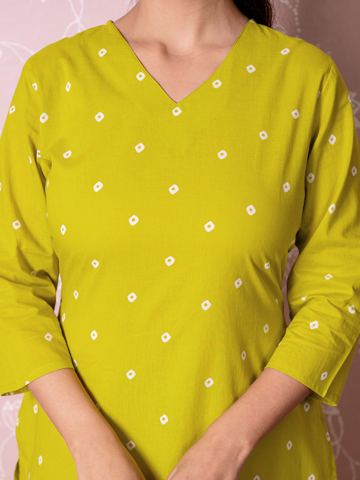 Soft Cotton Butta Straight Green Kurta